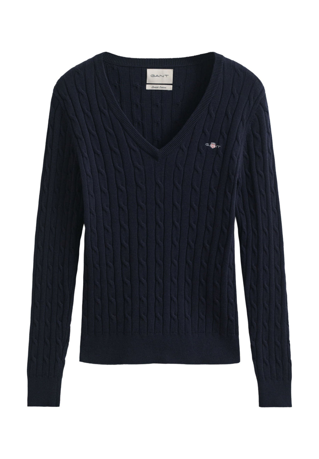 STRETCH CABLE V-NECK - Jumper - evening blue