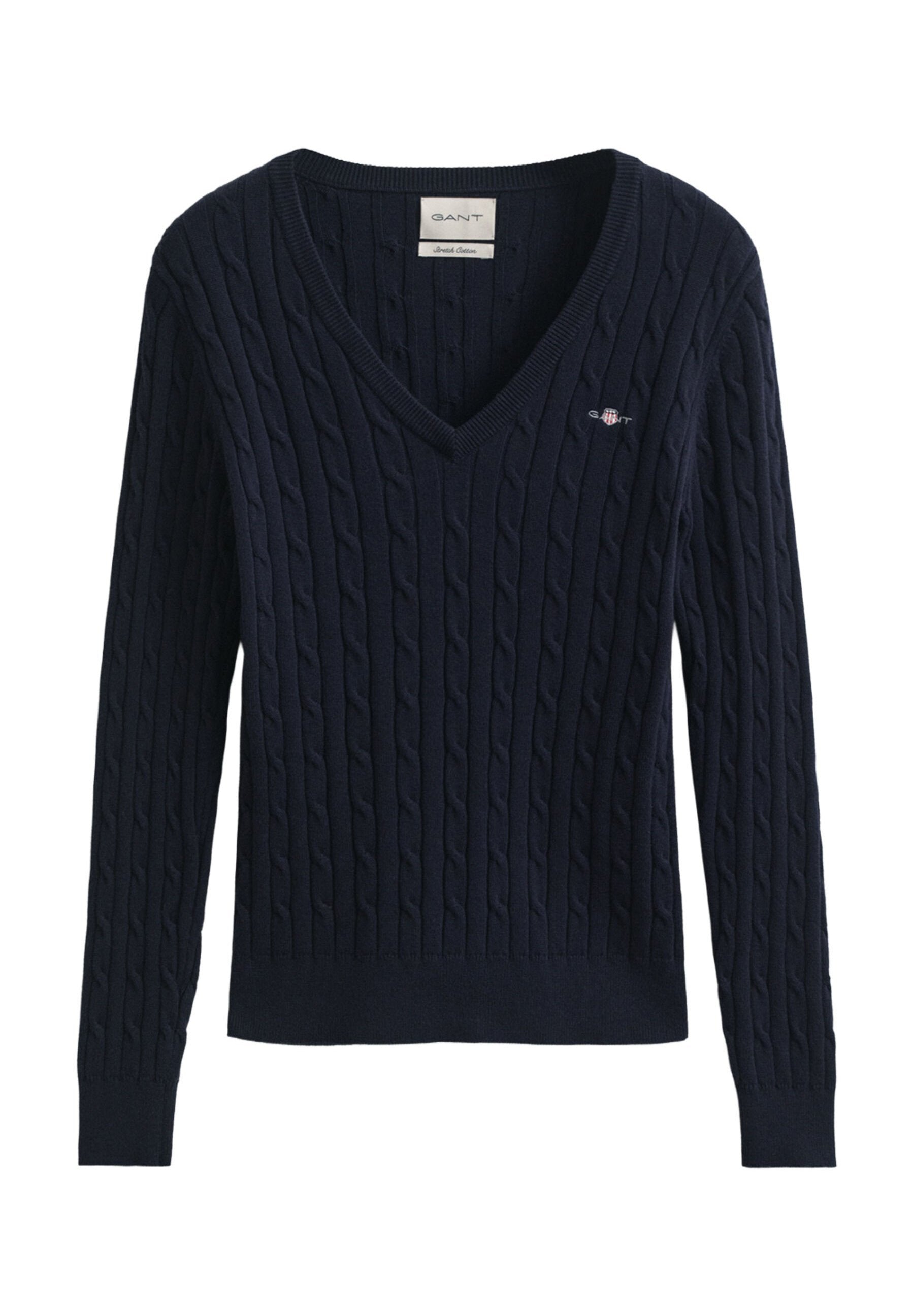 STRETCH CABLE V-NECK - Jumper - evening blue