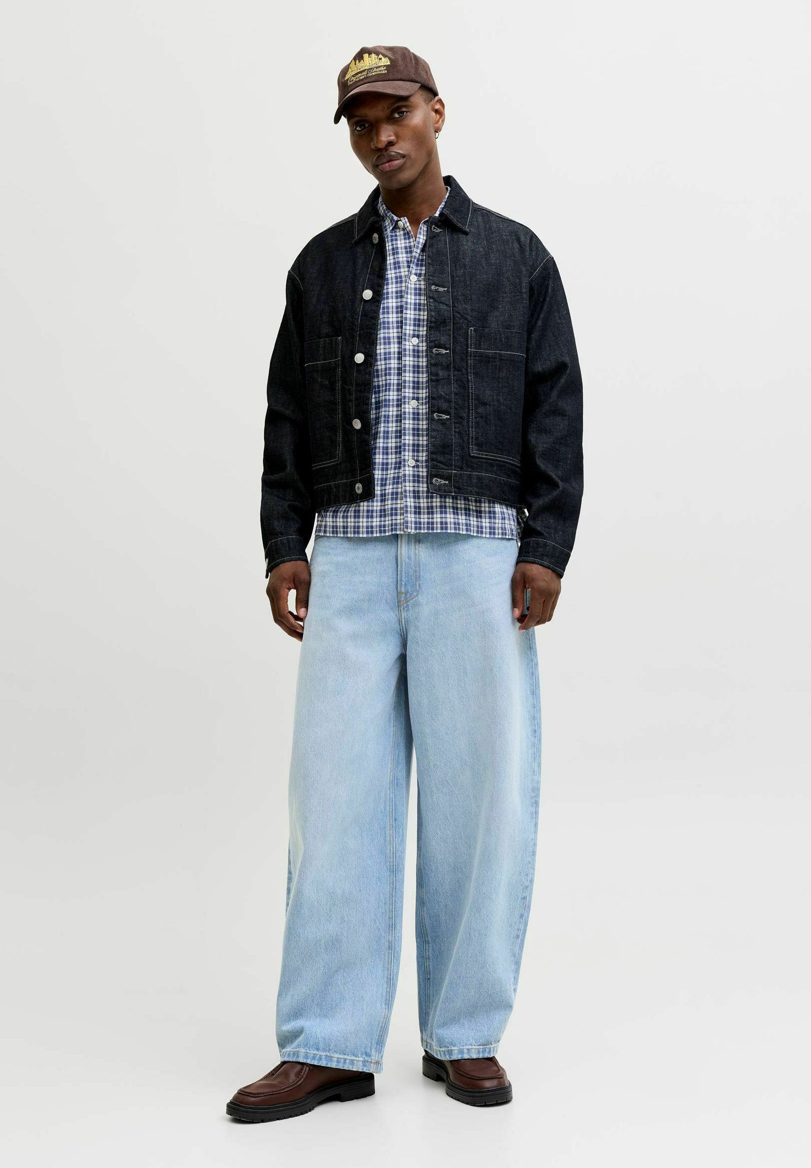 Barrel fit JJIJOEY JJCREW NS 870 ST LN - Baggy Jeans - blue denim