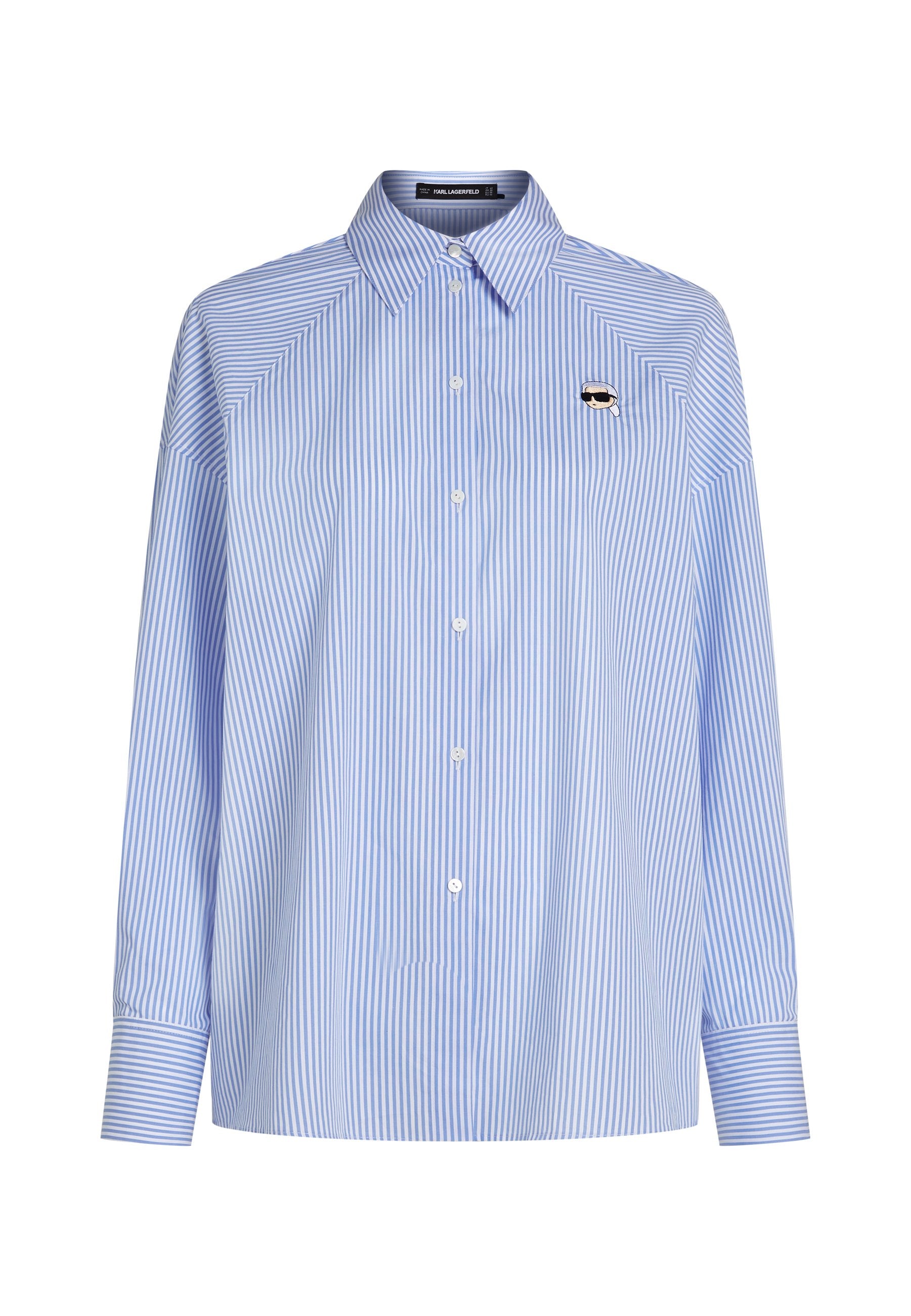 IKON BLOUSE - Button-down blouse - white/blue