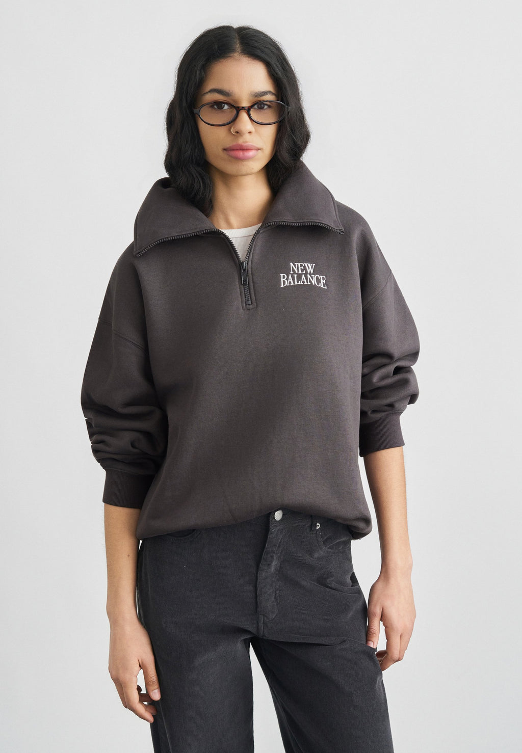 PULL MI-ZIPPÉ LINEAR HERITAGE - Sweat-shirt - noir délavé