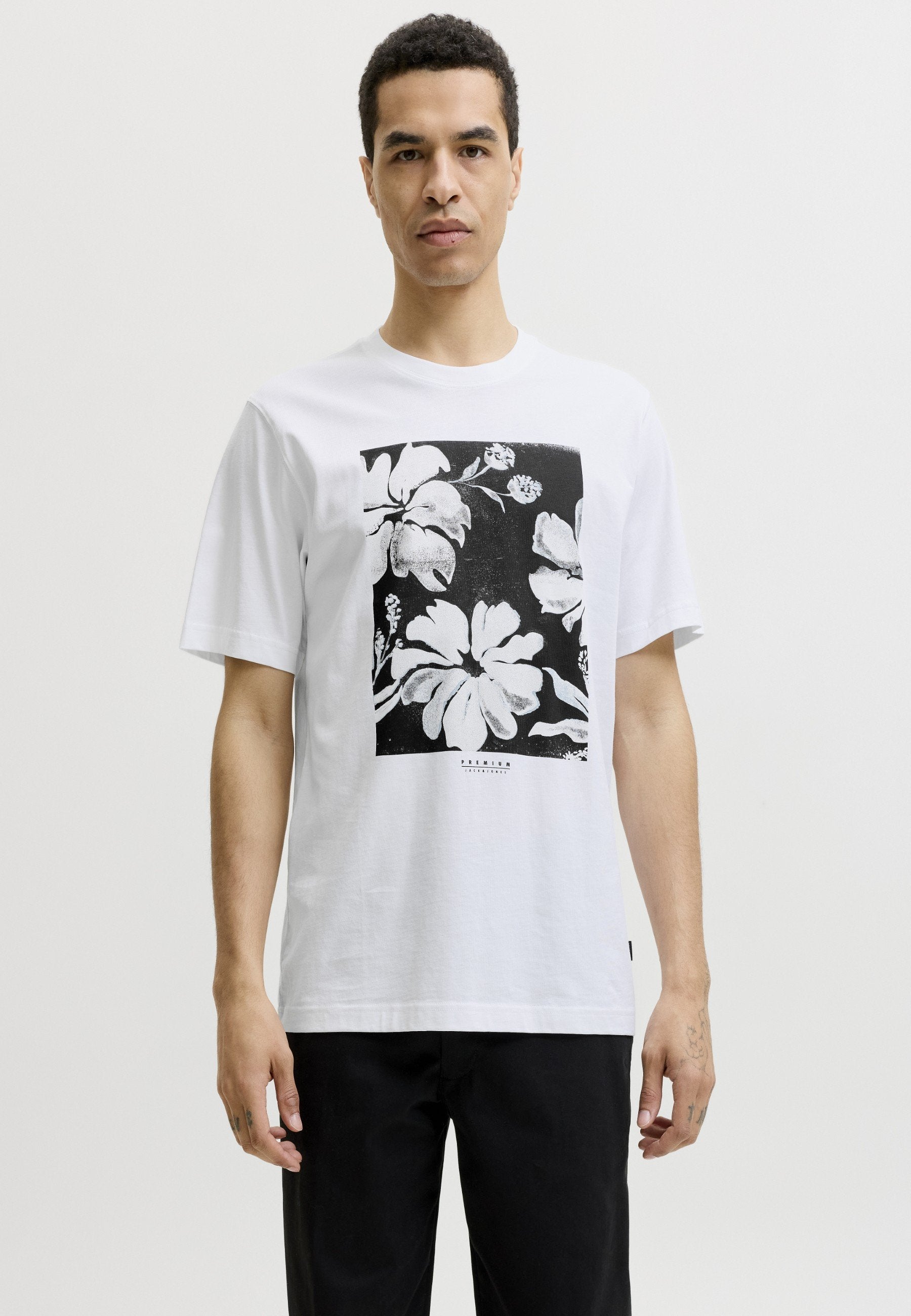 JPRBLALUCAS GRAPHIC TEE - Print T-shirt - bright white