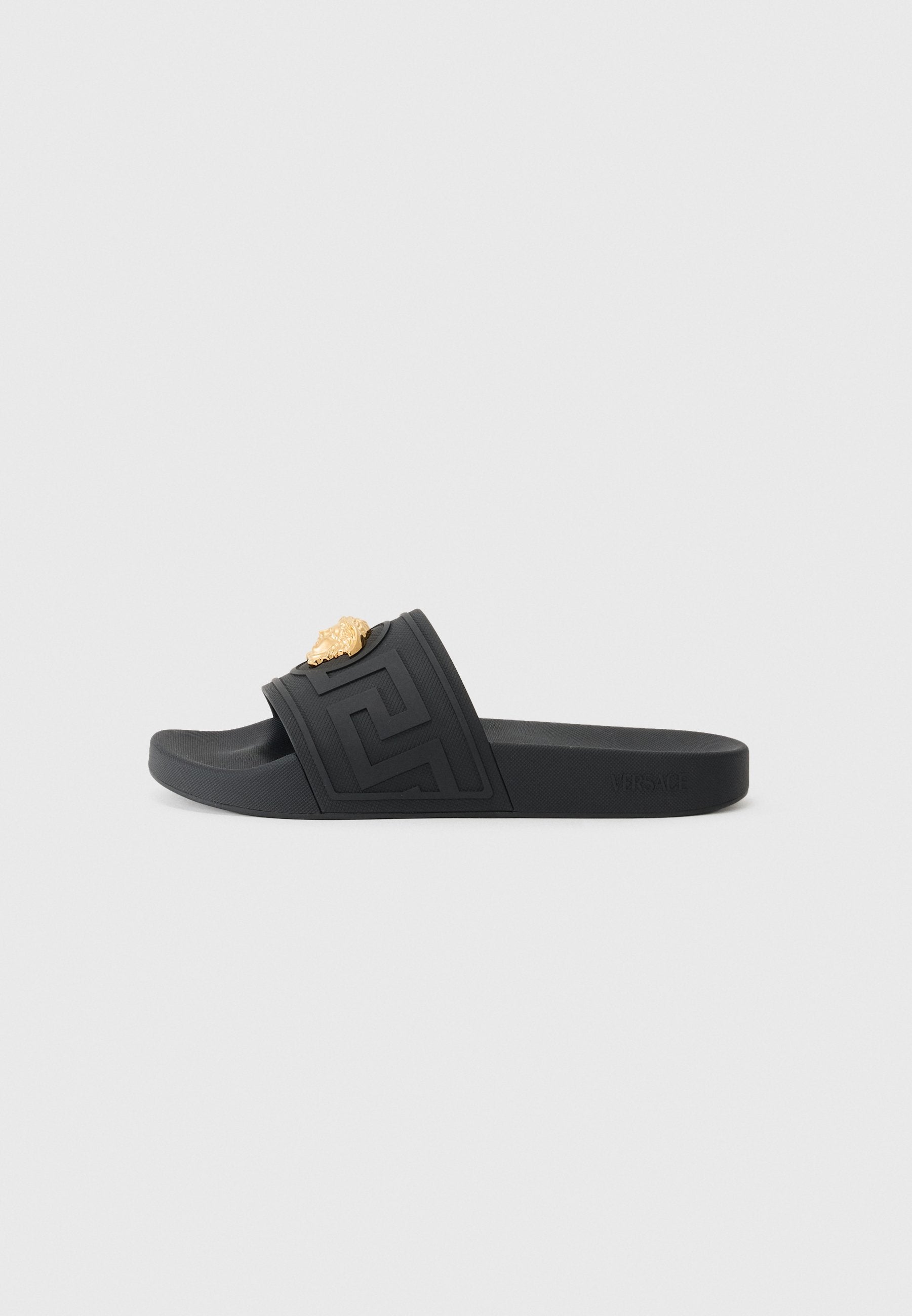 SLIDES - Mules - black/gold-coloured