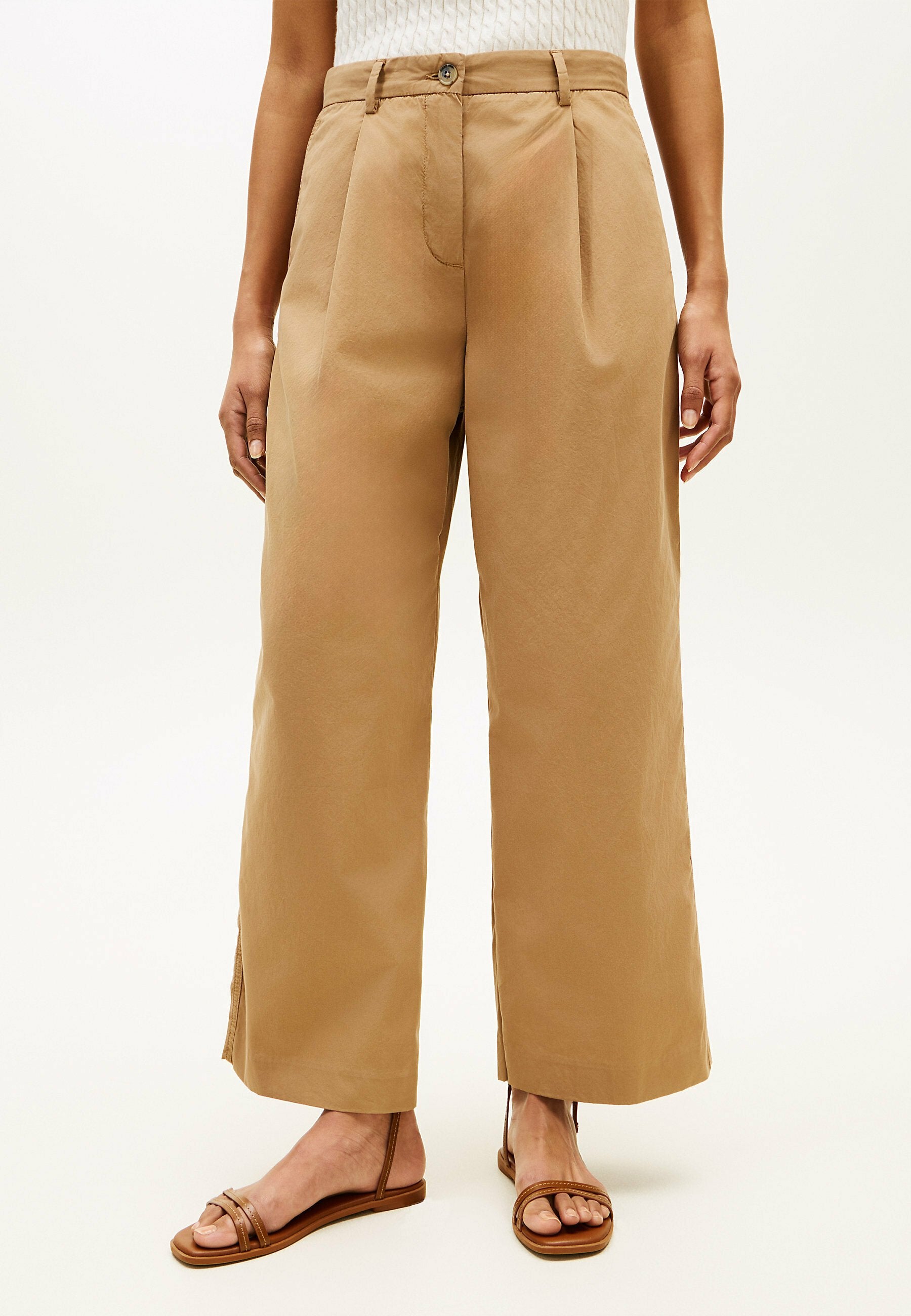 WASHED WIDE LEG TROUSERS - Trousers - bronze twist
