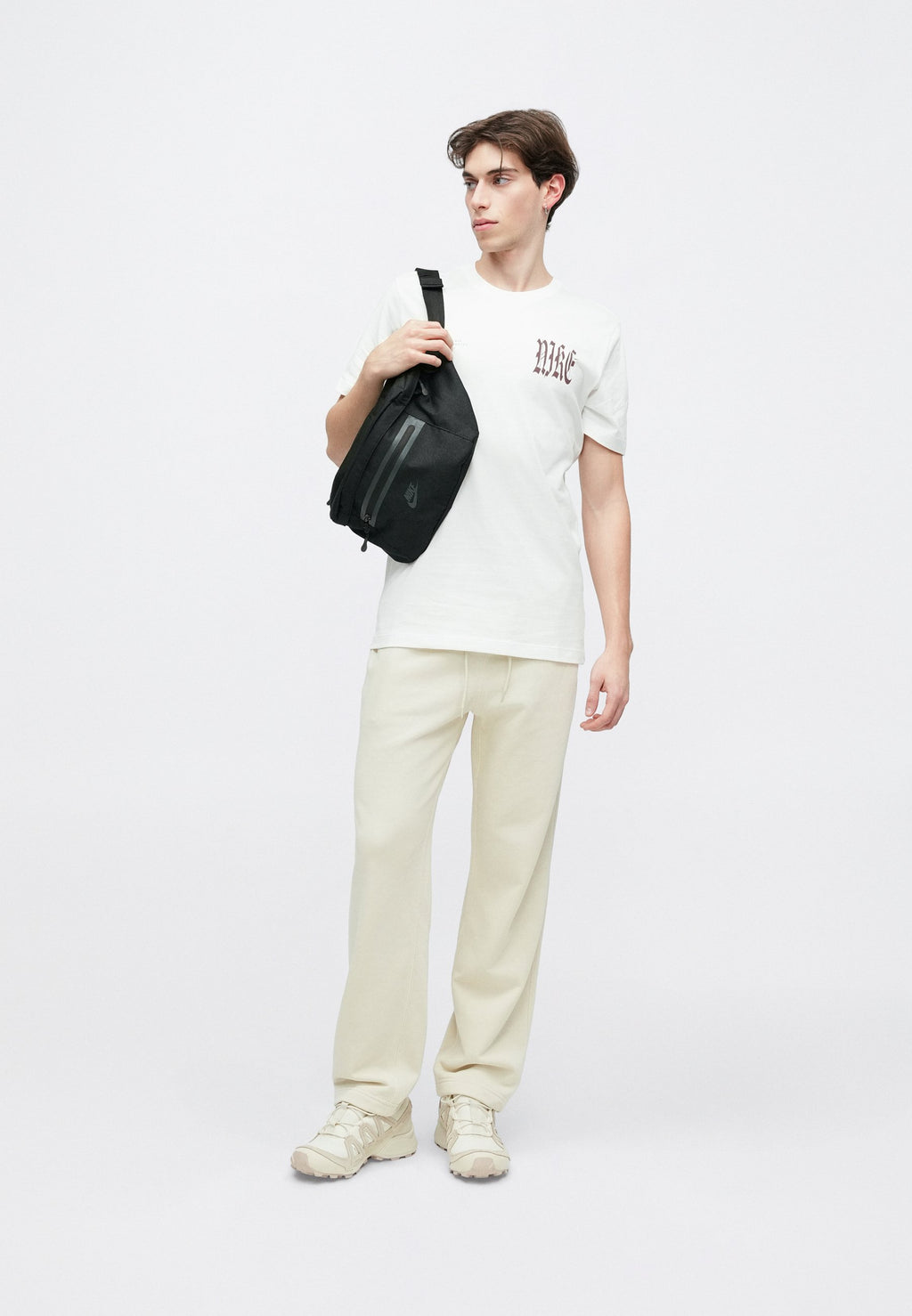 M NK CLUB FT OH PANT - Tracksuit bottoms - khaki/white