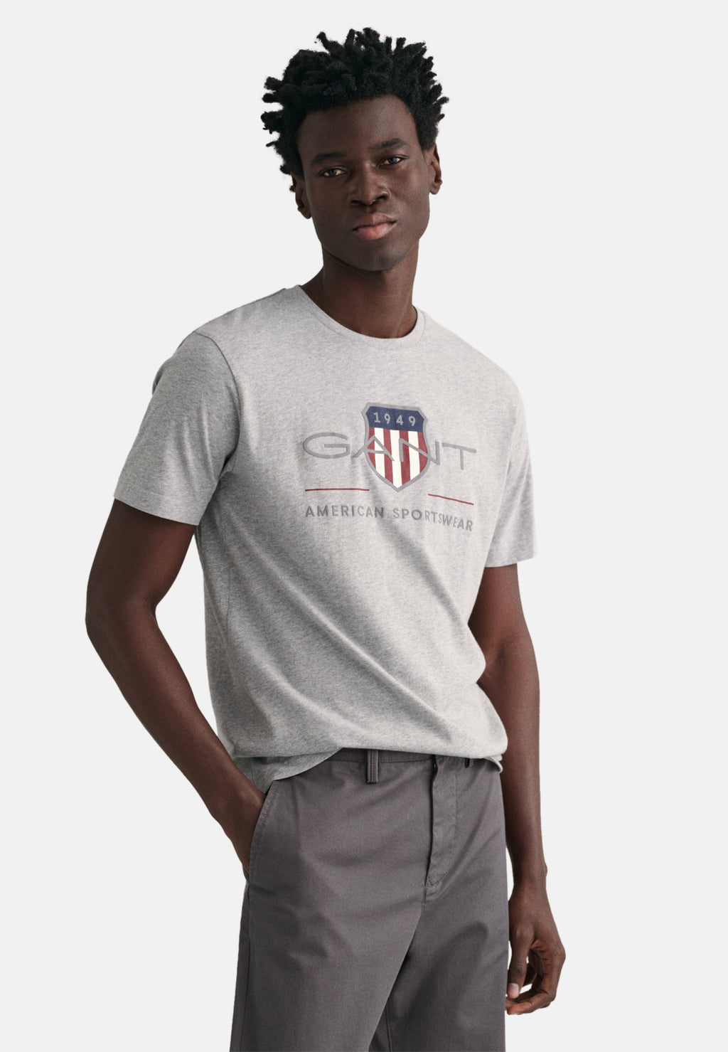 REG ARCHIVE SHIELD SS T-SHIRT - Print T-shirt - grey melange