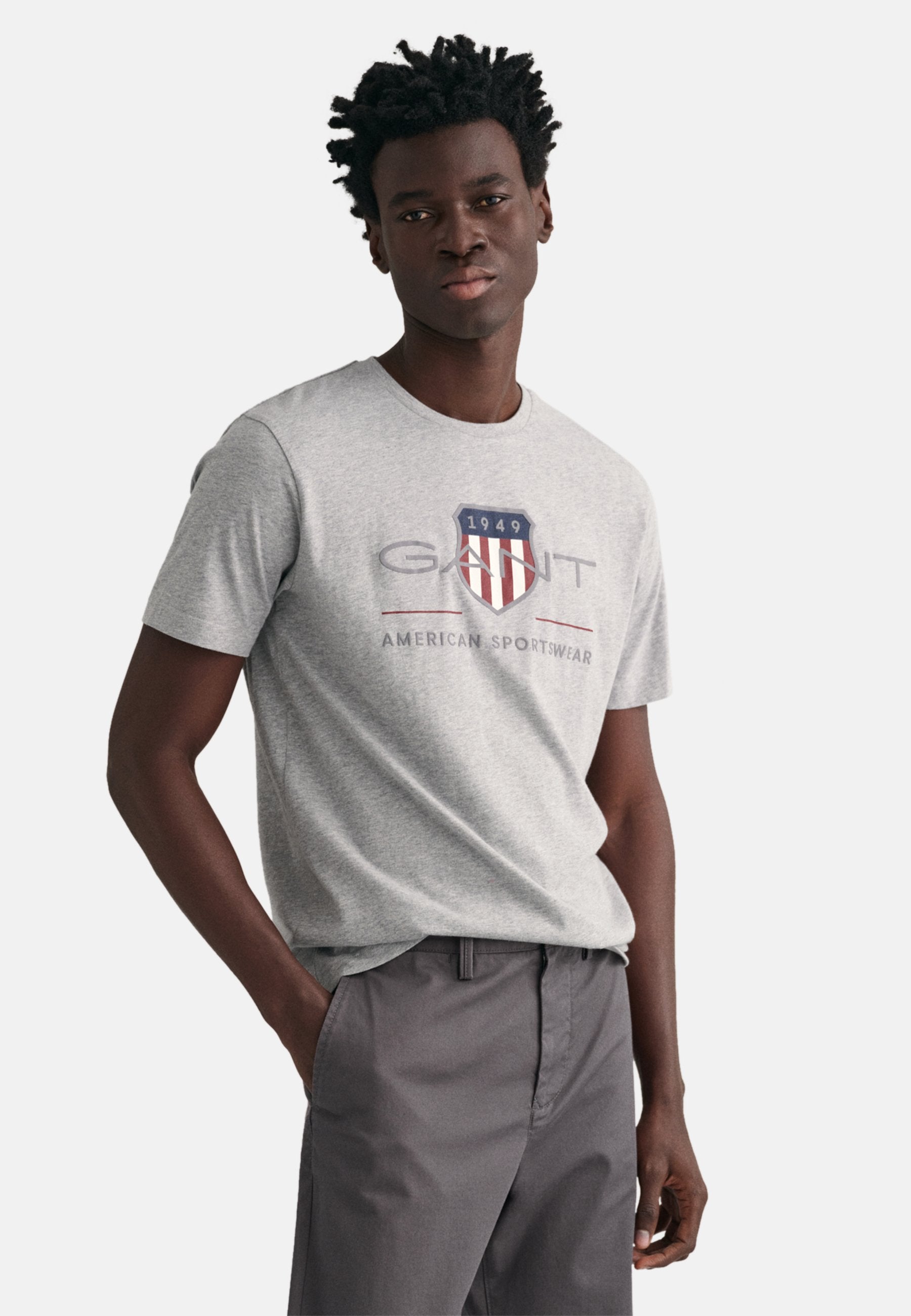 REG ARCHIVE SHIELD SS T-SHIRT - Print T-shirt - grey melange