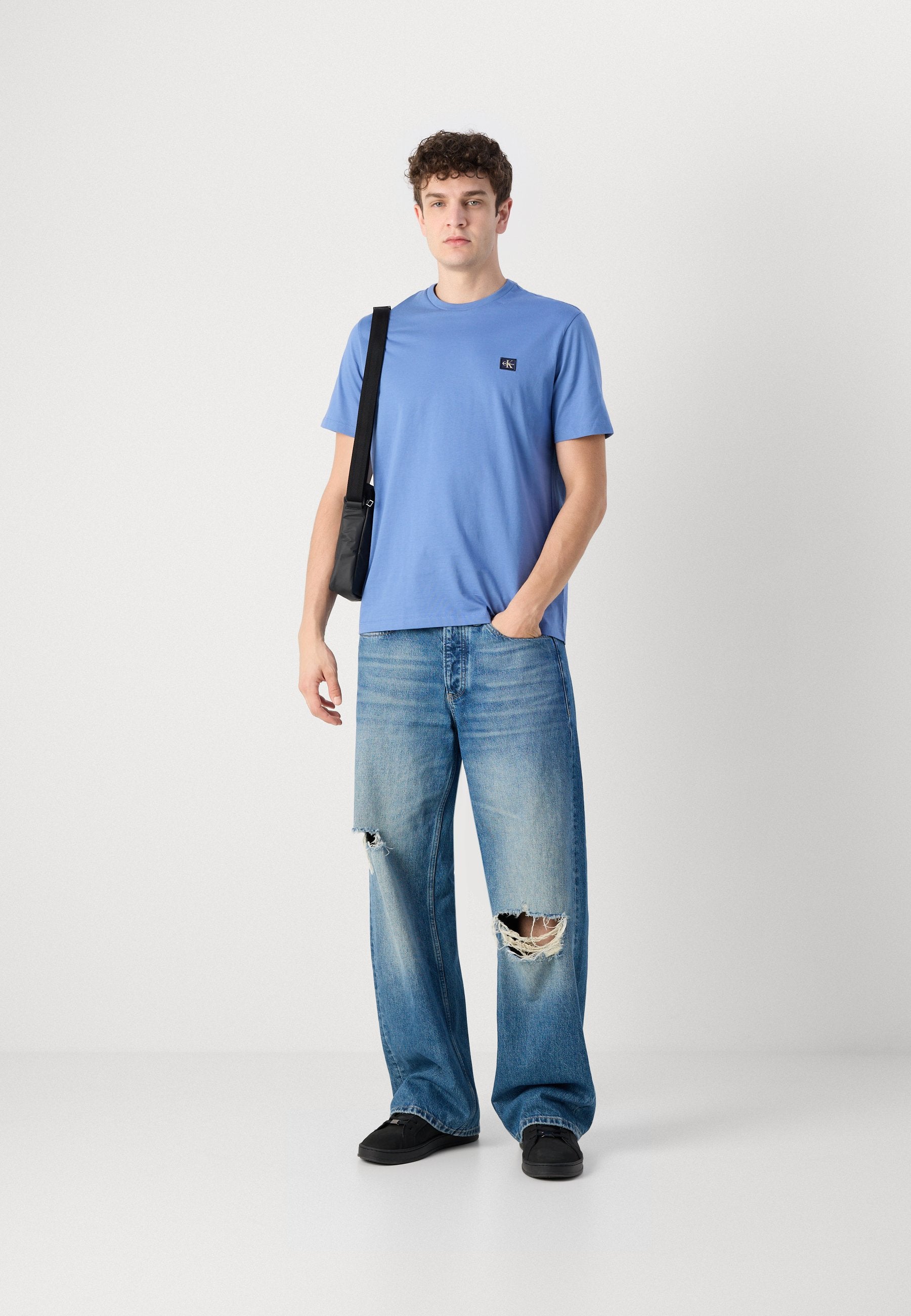 SS BADGE TEE 2'Lİ PAKET - Basic Tişört - siyah/donuk nil mavisi