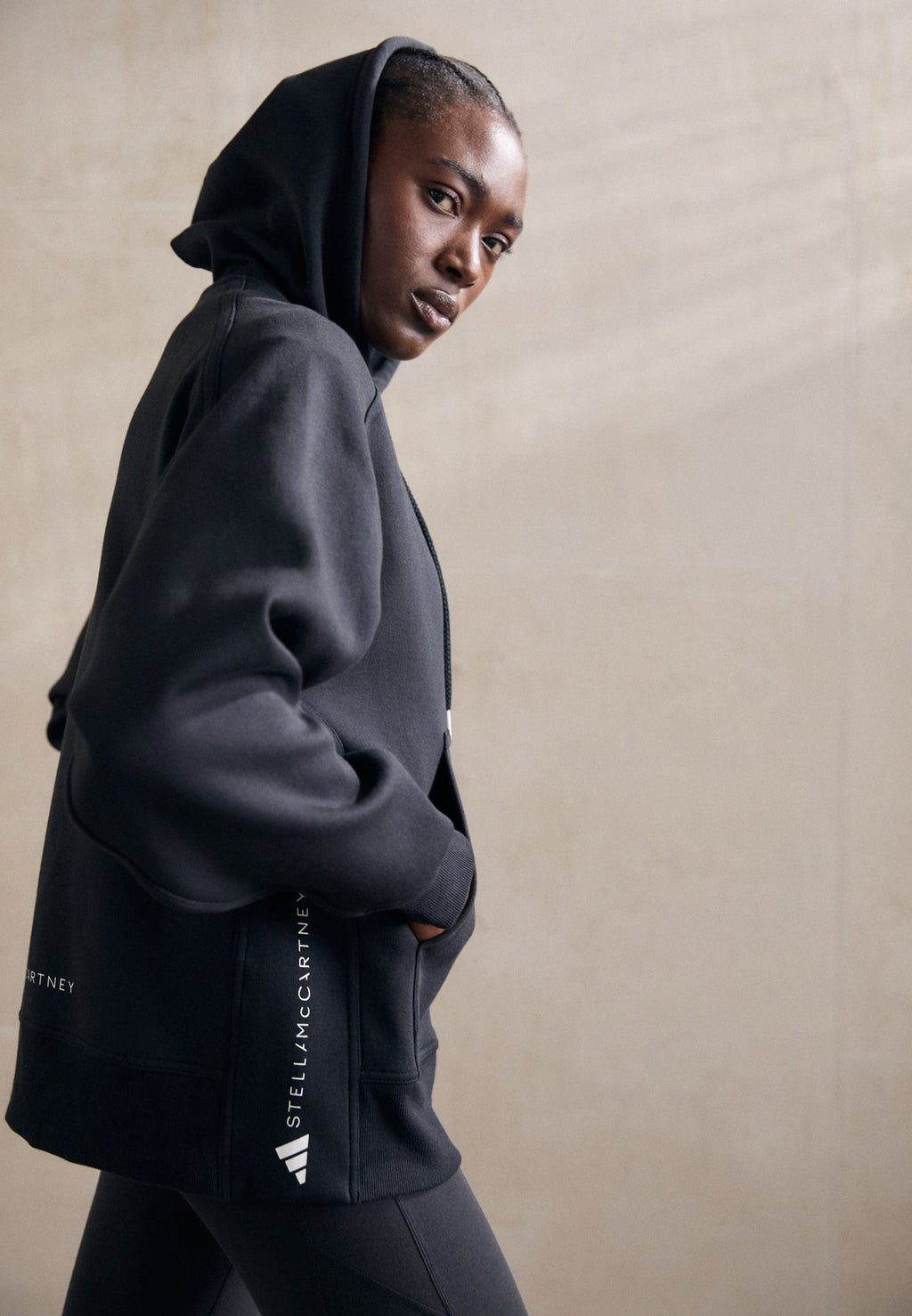 HOODIE - Zip-up sweatshirt - black/white