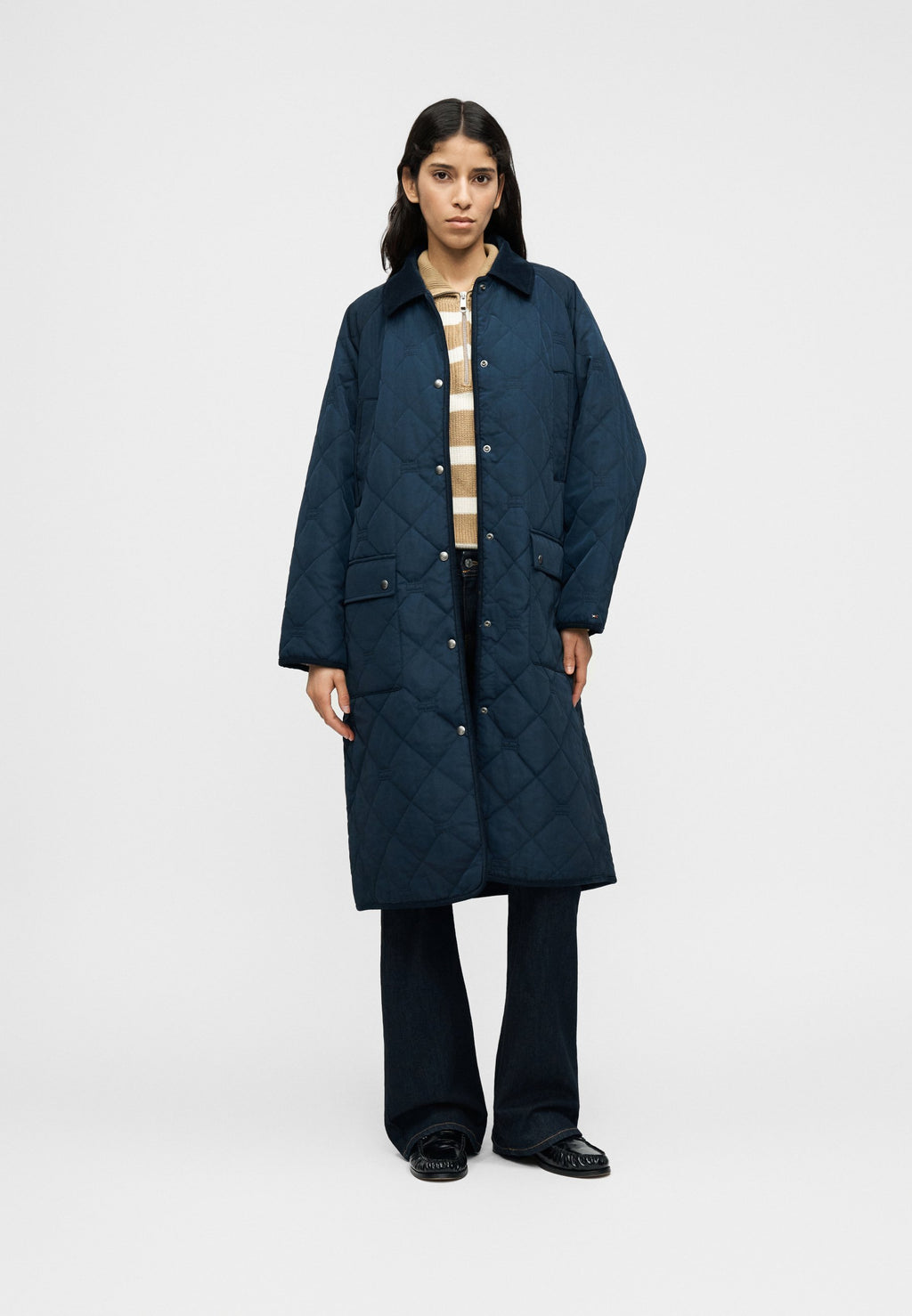 FLAG QUILTED PADDED OVERSIZED LONGLINE COAT - Winter coat - dark night navy
