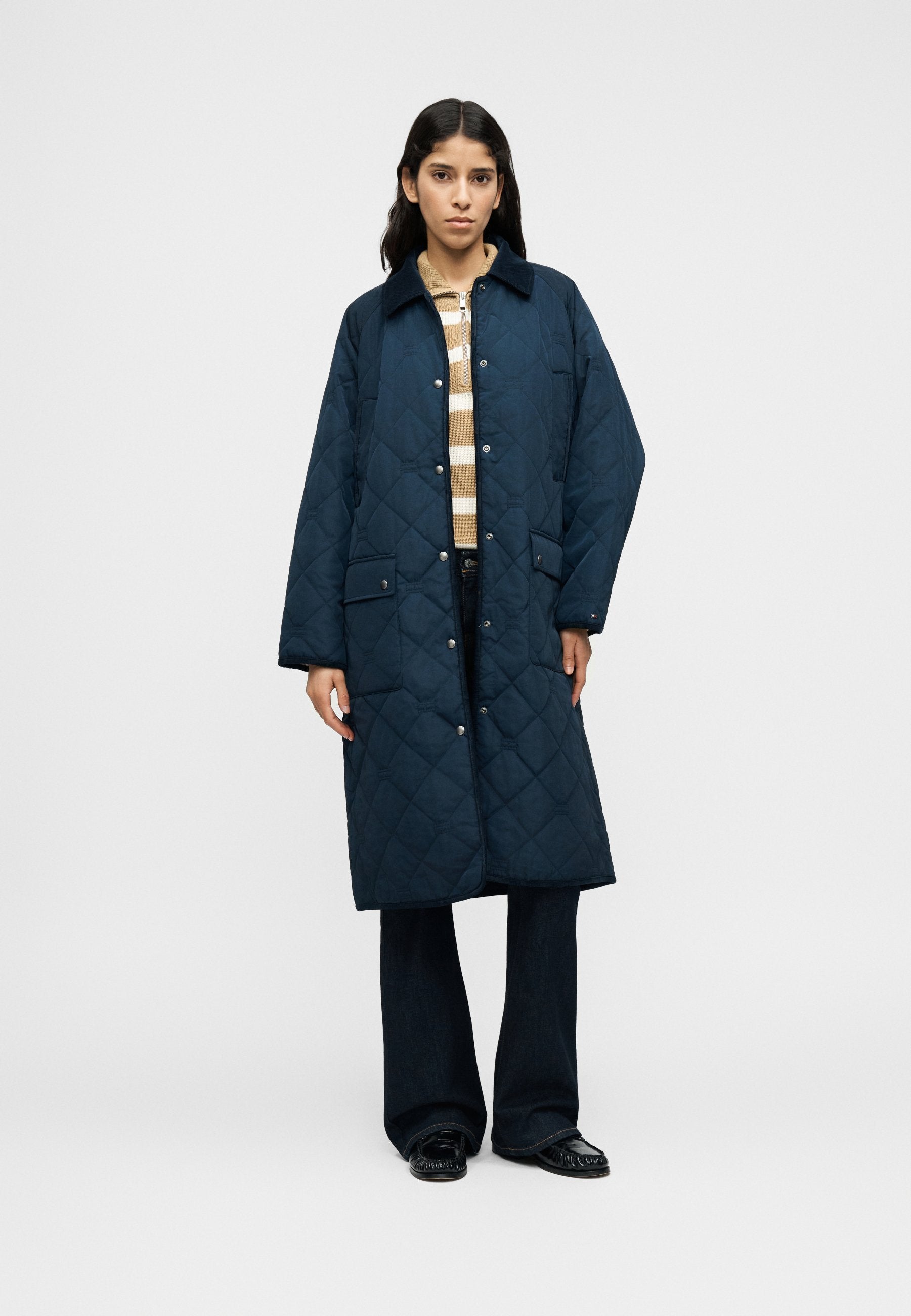 FLAG QUILTED PADDED OVERSIZED LONGLINE COAT - Winter coat - dark night navy