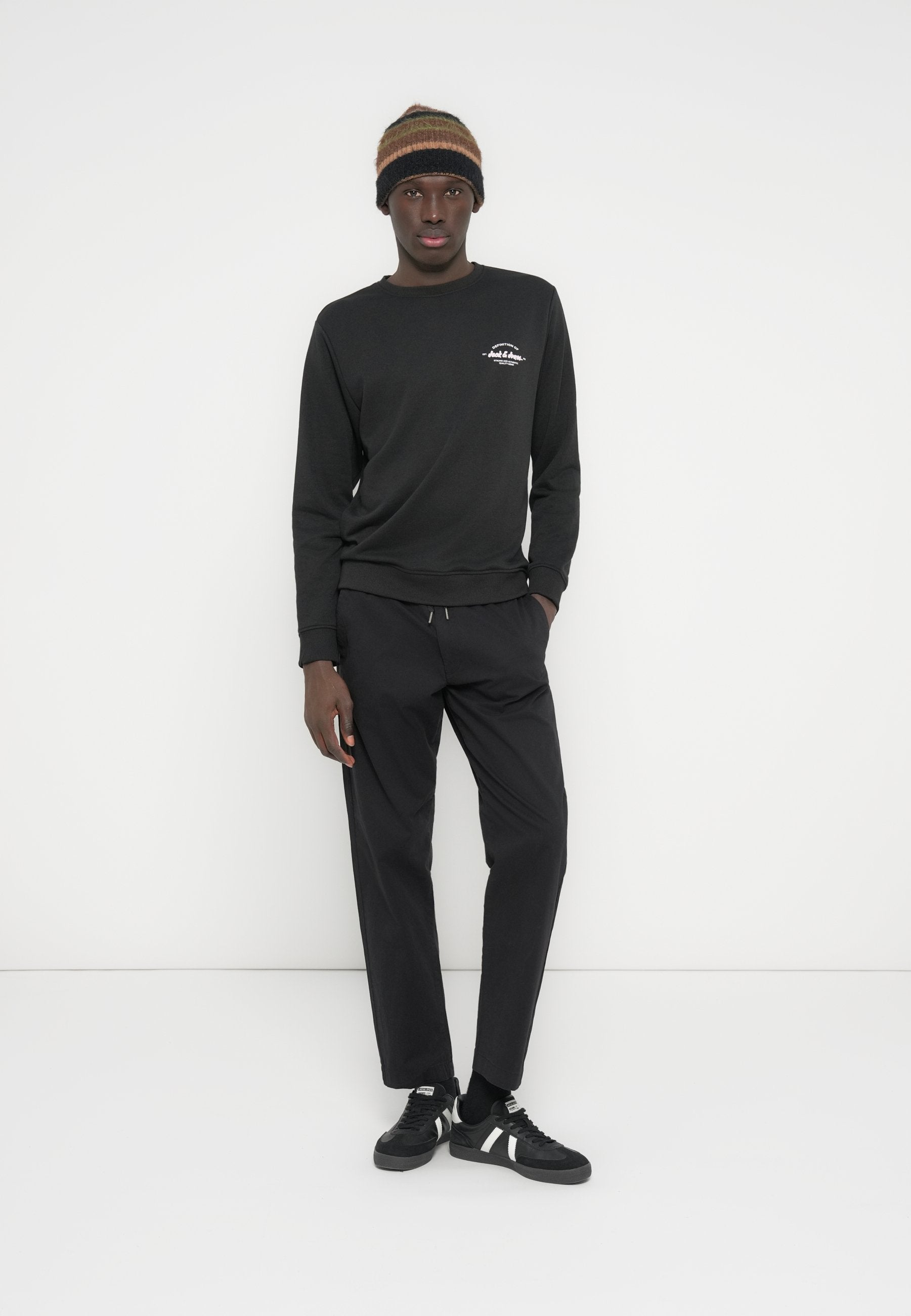JJBRANDON CREW NECK 2 PACK MP - Sweatshirt - black/white melange