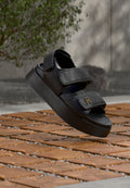 LEATHER TH MONOGRAM PLATFORM SANDALS - Platform sandals - black