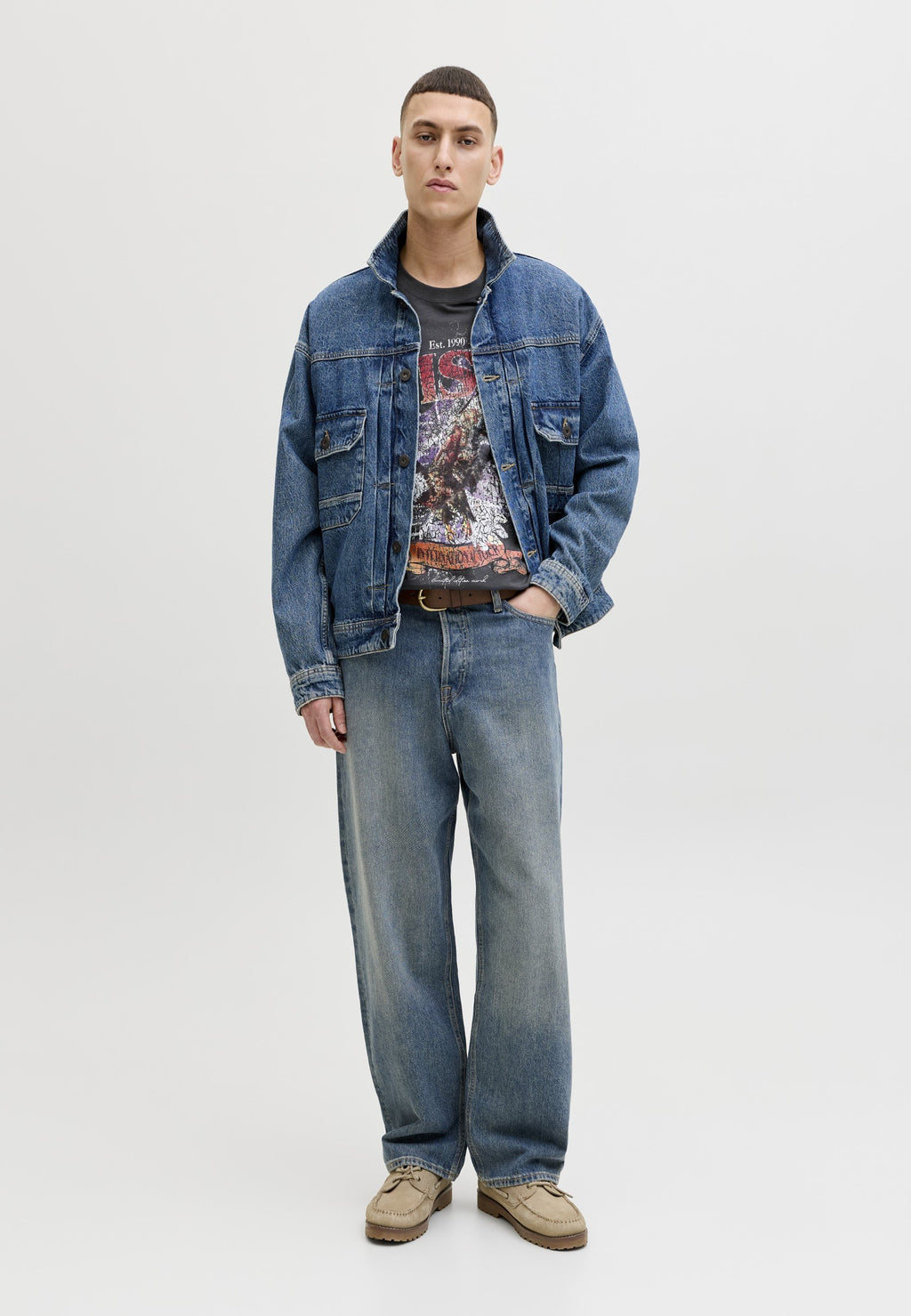 T- - Print T-shirt - asphalt