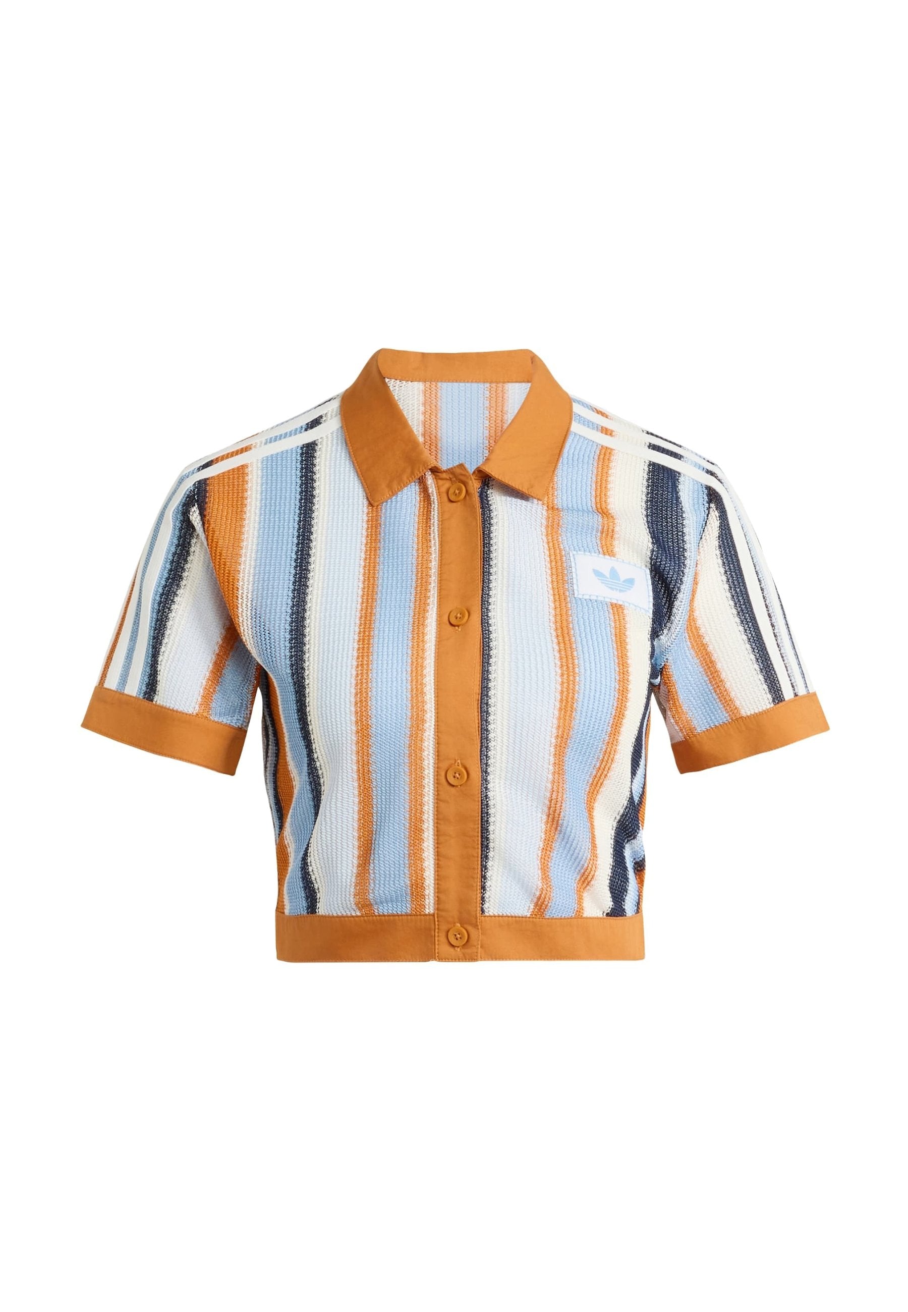 SUMMER GLOW STRIPED CROPPED - Button-down blouse - rustic orange