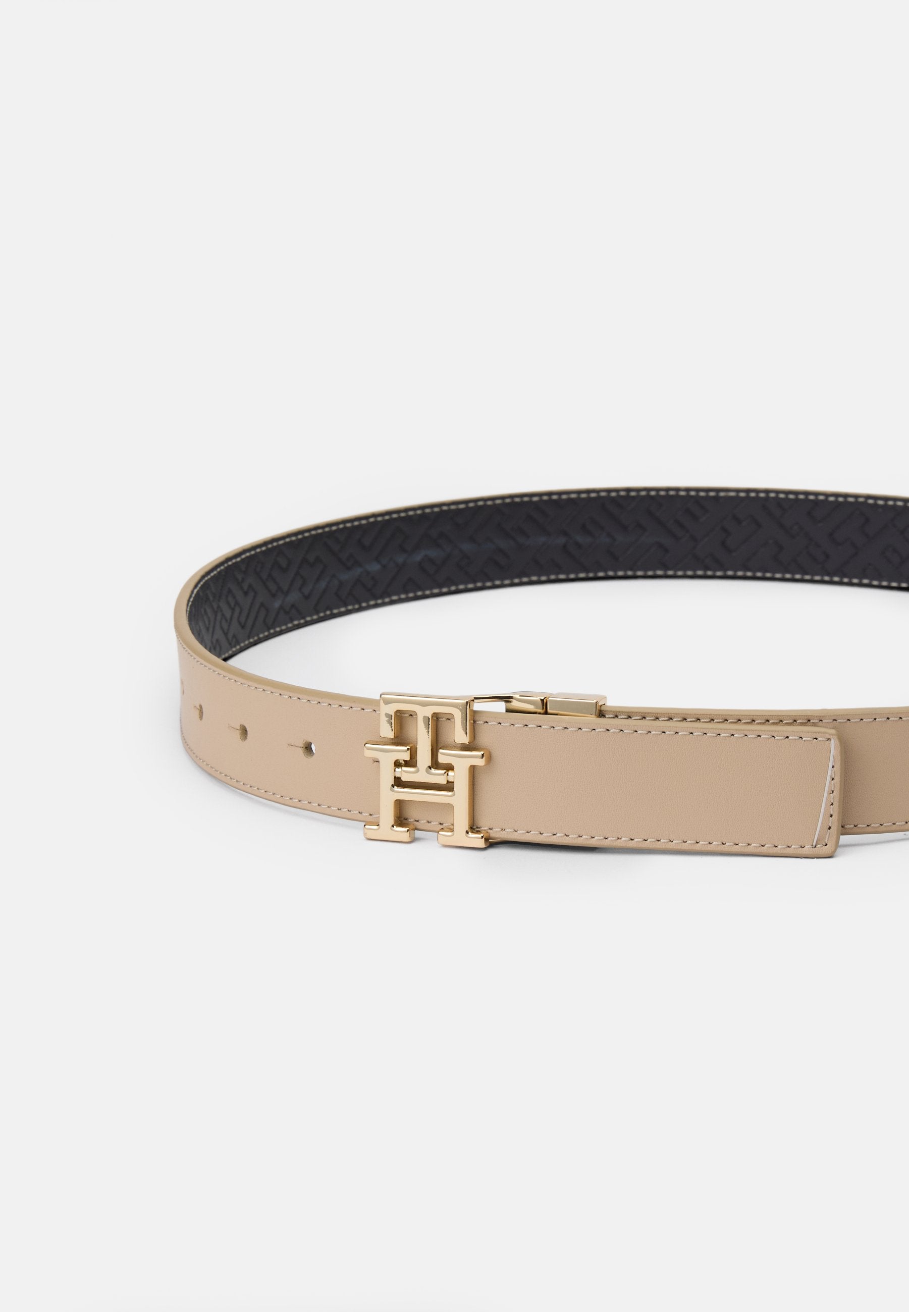 TH MONOGRAM BUCKLE REVERSIBLE LEATHER BELT - Belt - blue/clayed pebble