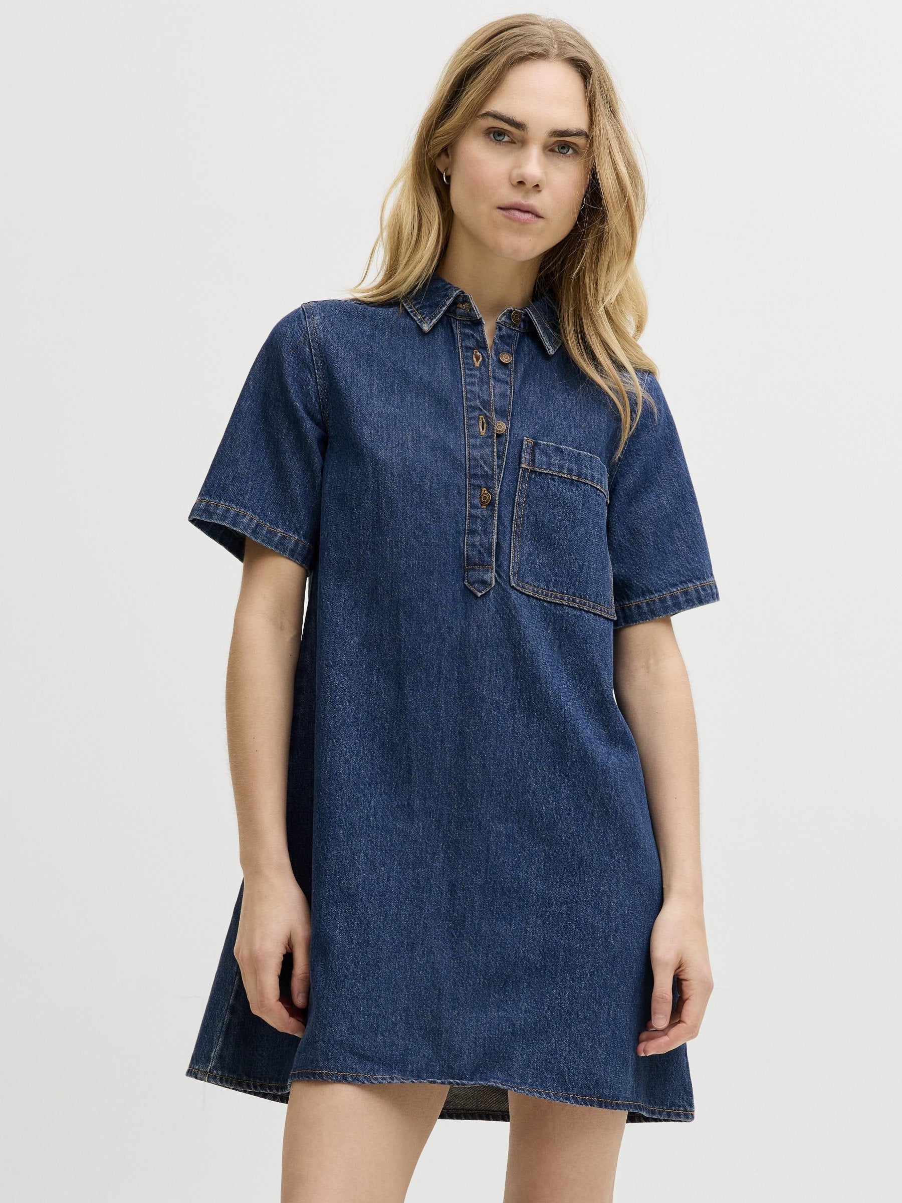 JXAMARA SILLE SS SHORT DRESS DNM SN - Denim dress - medium blue denim