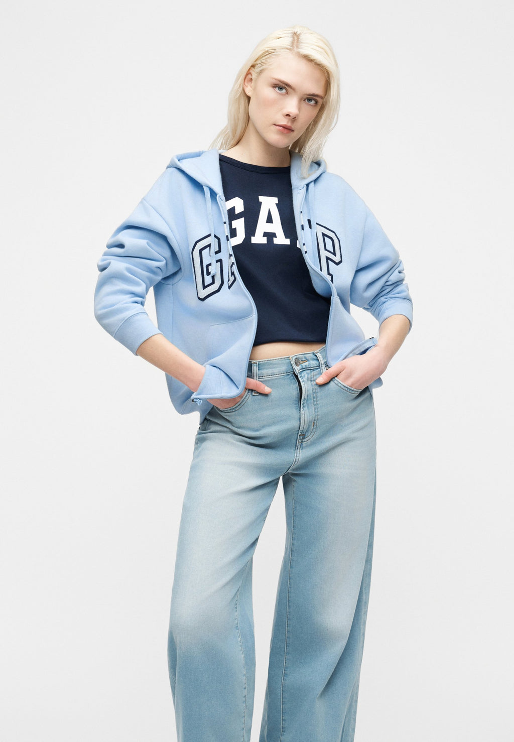 HERITAGE  - Zip-up sweatshirt - light blue shadow