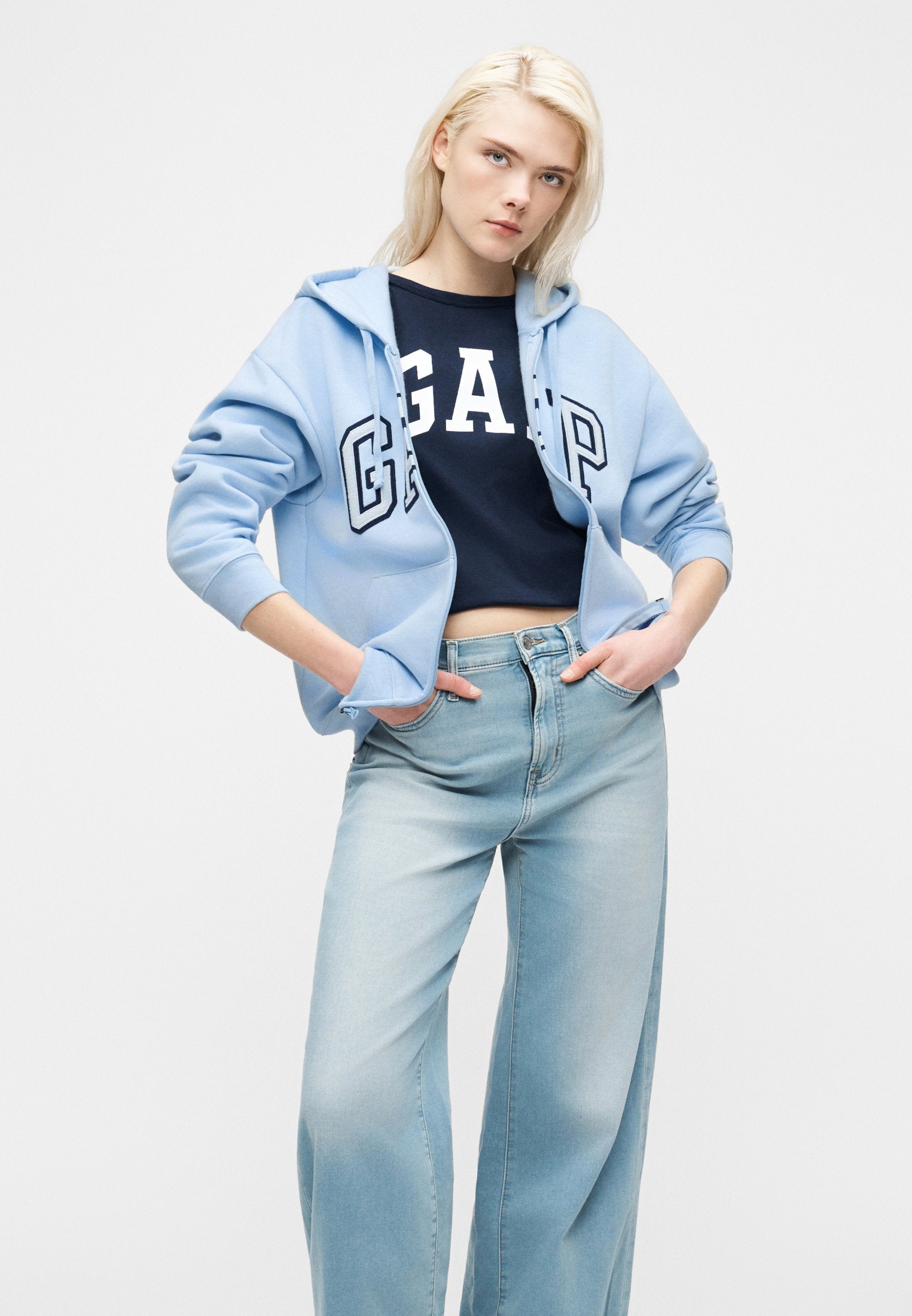 HERITAGE  - Zip-up sweatshirt - light blue shadow