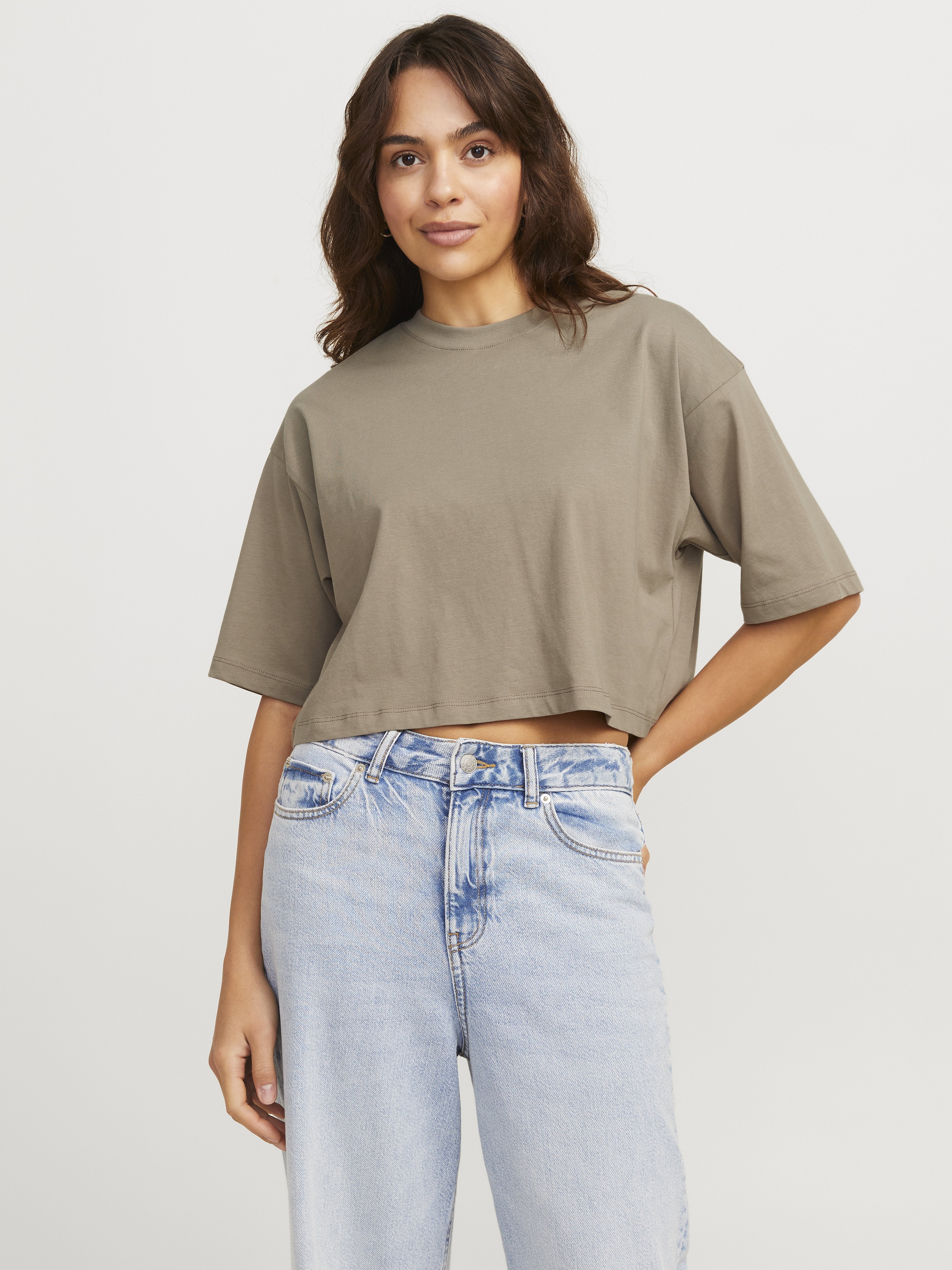 JXANDREA LOOSE CROPPED TEE - Basic T-shirt - brindle