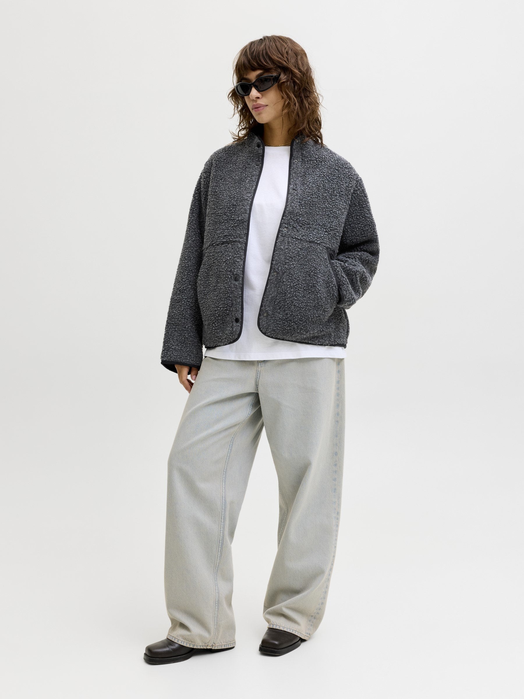 Fleece jacket - dark grey melange