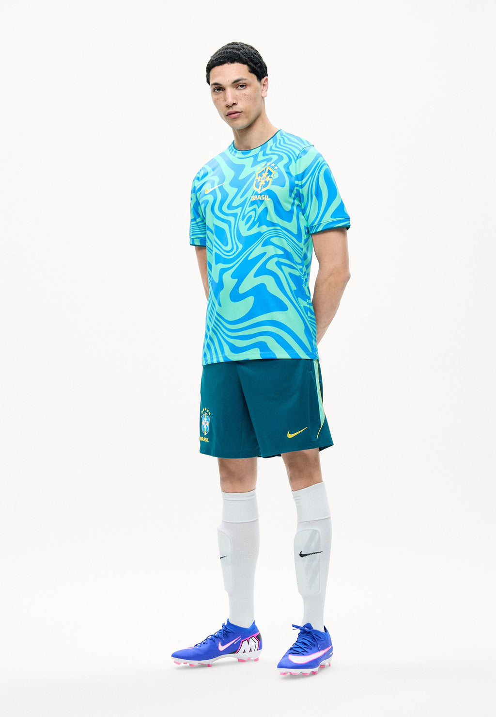 BRAZIL ACADEMY PRO PREMATCH TOP - National team wear - light menta/light photo blue/canary