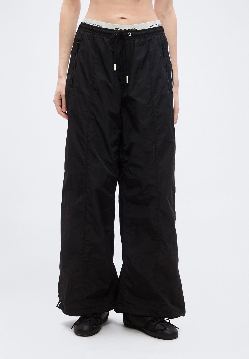 REPEAT LOGO TAPE WIDE LEG JOGGERS - Tracksuit bottoms - black