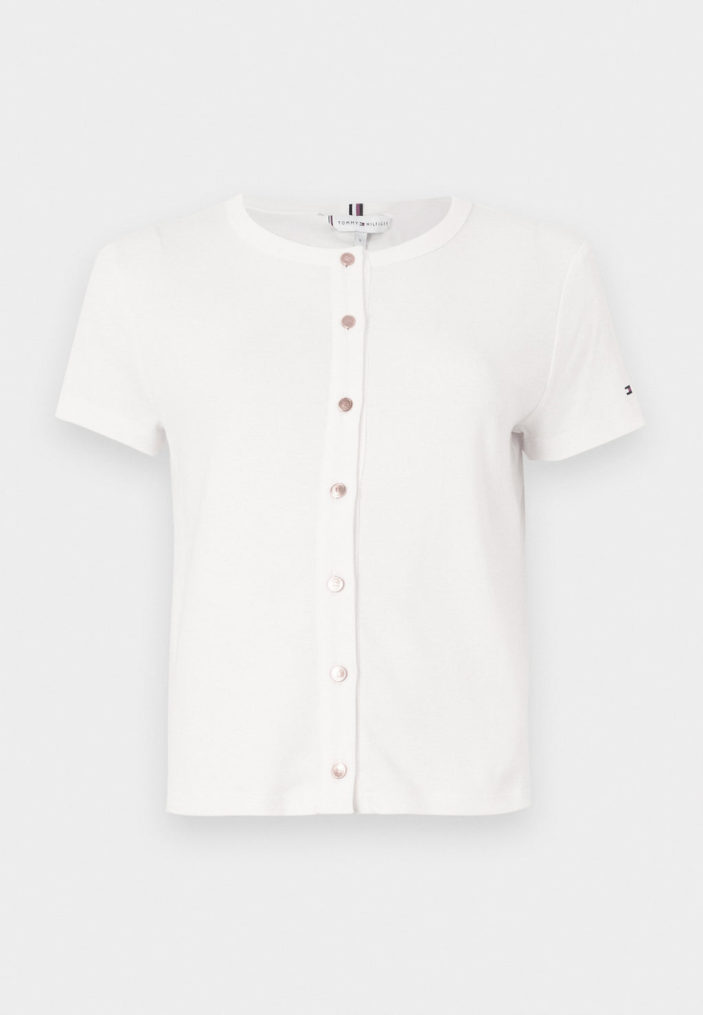 GOLD-TONE BUTTON SLIM T-SHIRT - Print T-shirt - ecru