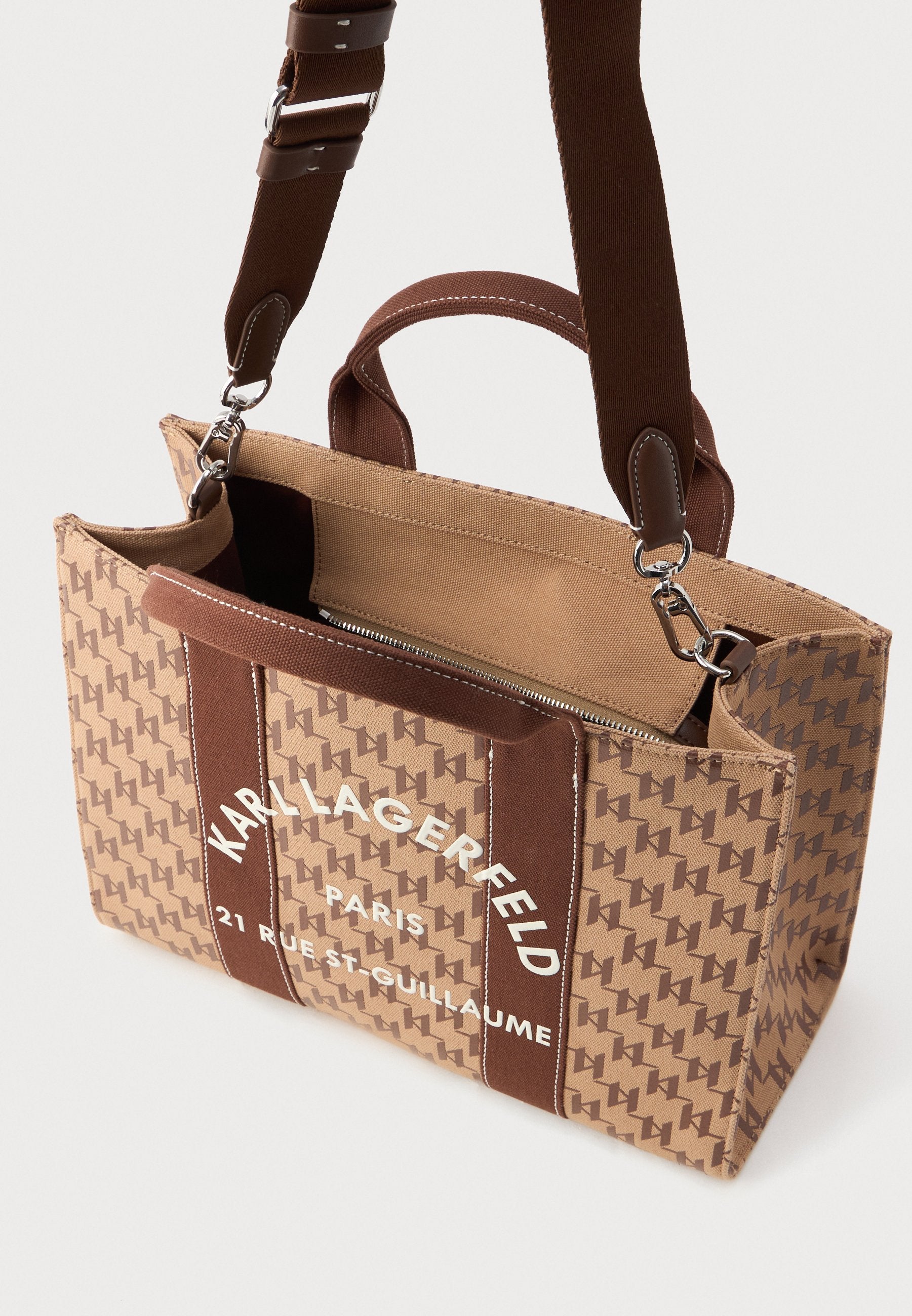 SQUARE MONO TOTE - Cross body bag - nougat brown