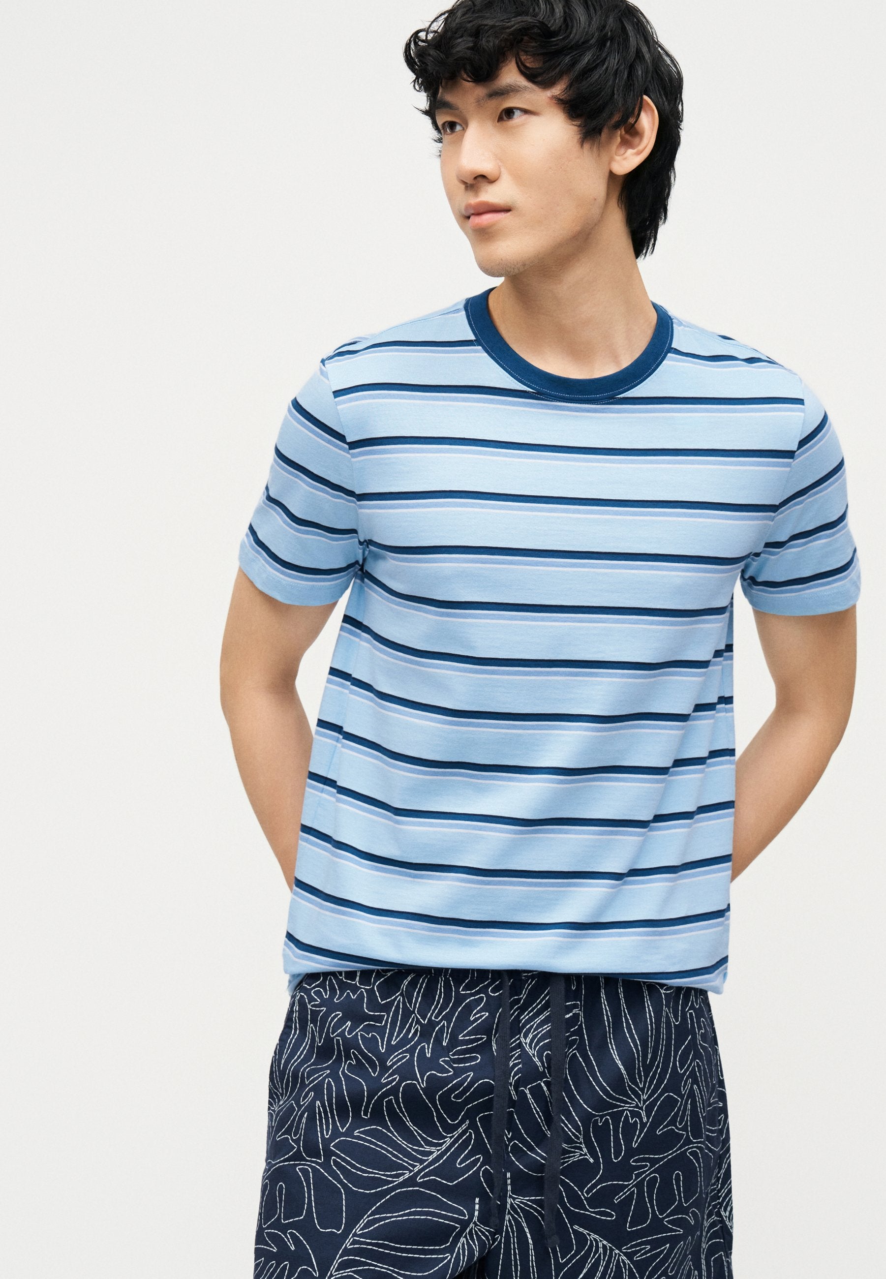 EVERYDAY CREW STRIPE - Print T-shirt - cerulean blue