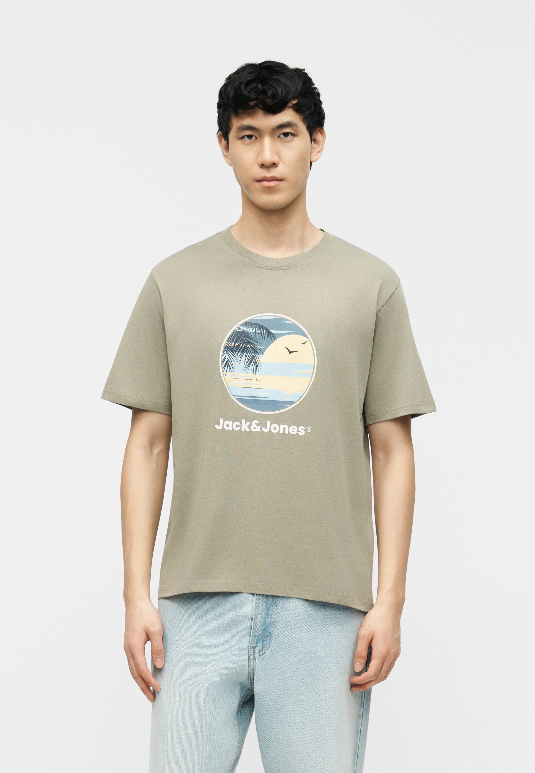 JJPERRY CREW NECK 5 PACK - Print T-shirt - atlantic deep/bright white/celestial blue/navy blazer/vetiver