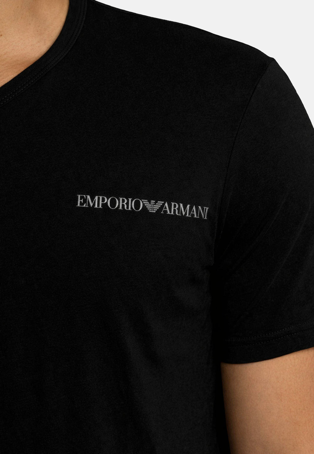CORE LOGOBAND 2 PACK PARTE ALTA V NECK T SHIRTS - Basic T-shirt - black grey