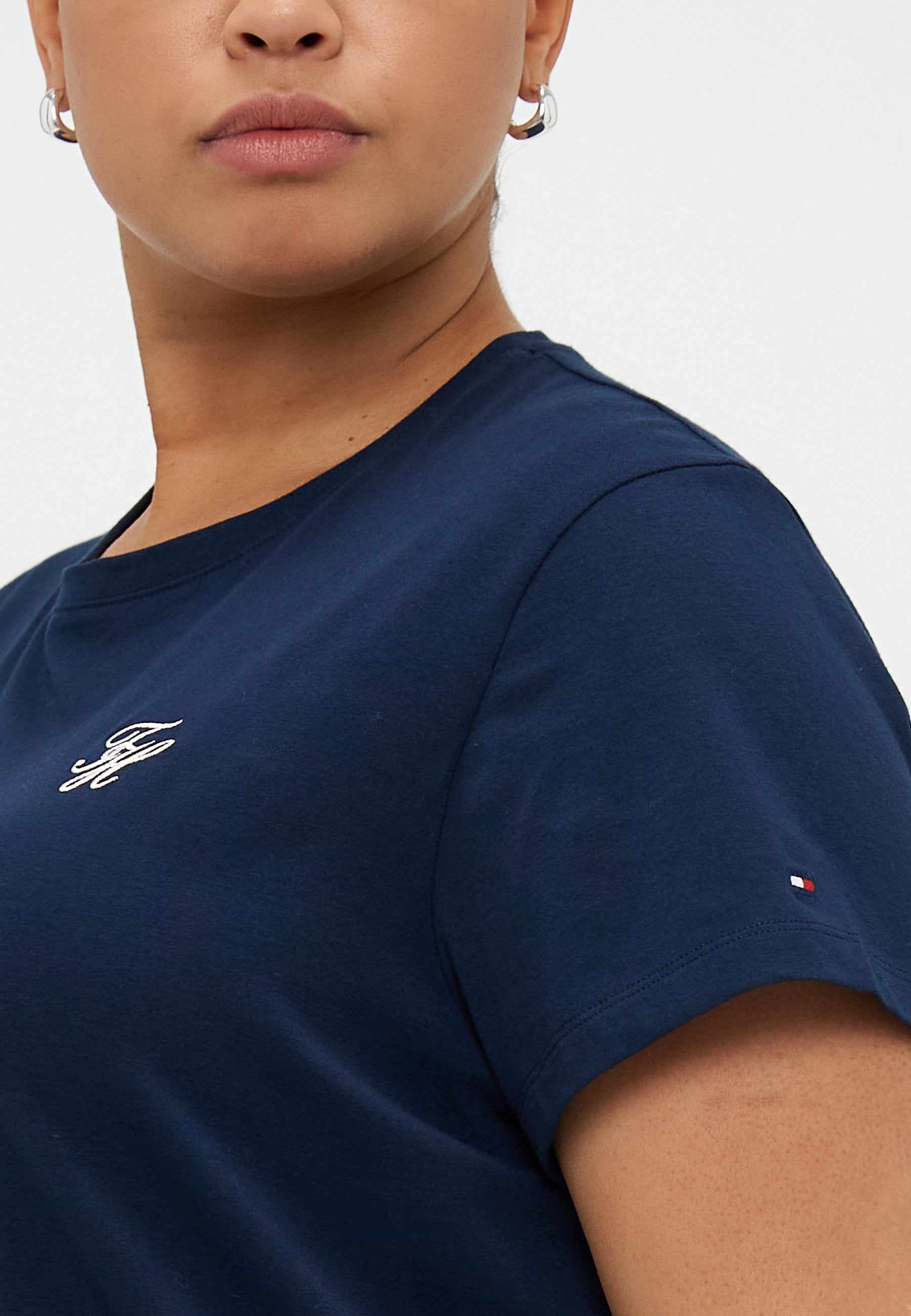 CURVE LOGO EMBROIDERY JERSEY CREW NECK T-SHIRT - Print T-shirt - dark night navy