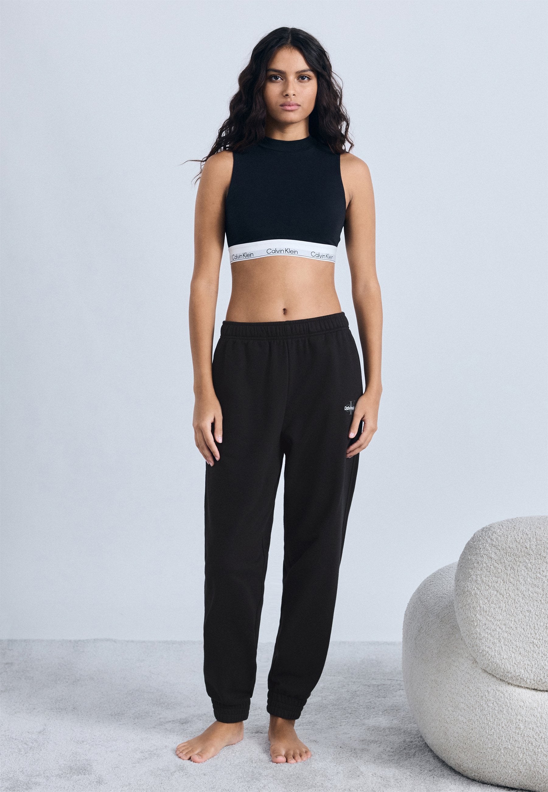 JOGGER COTTON BLEND TERRY - Pyjama bottoms - black