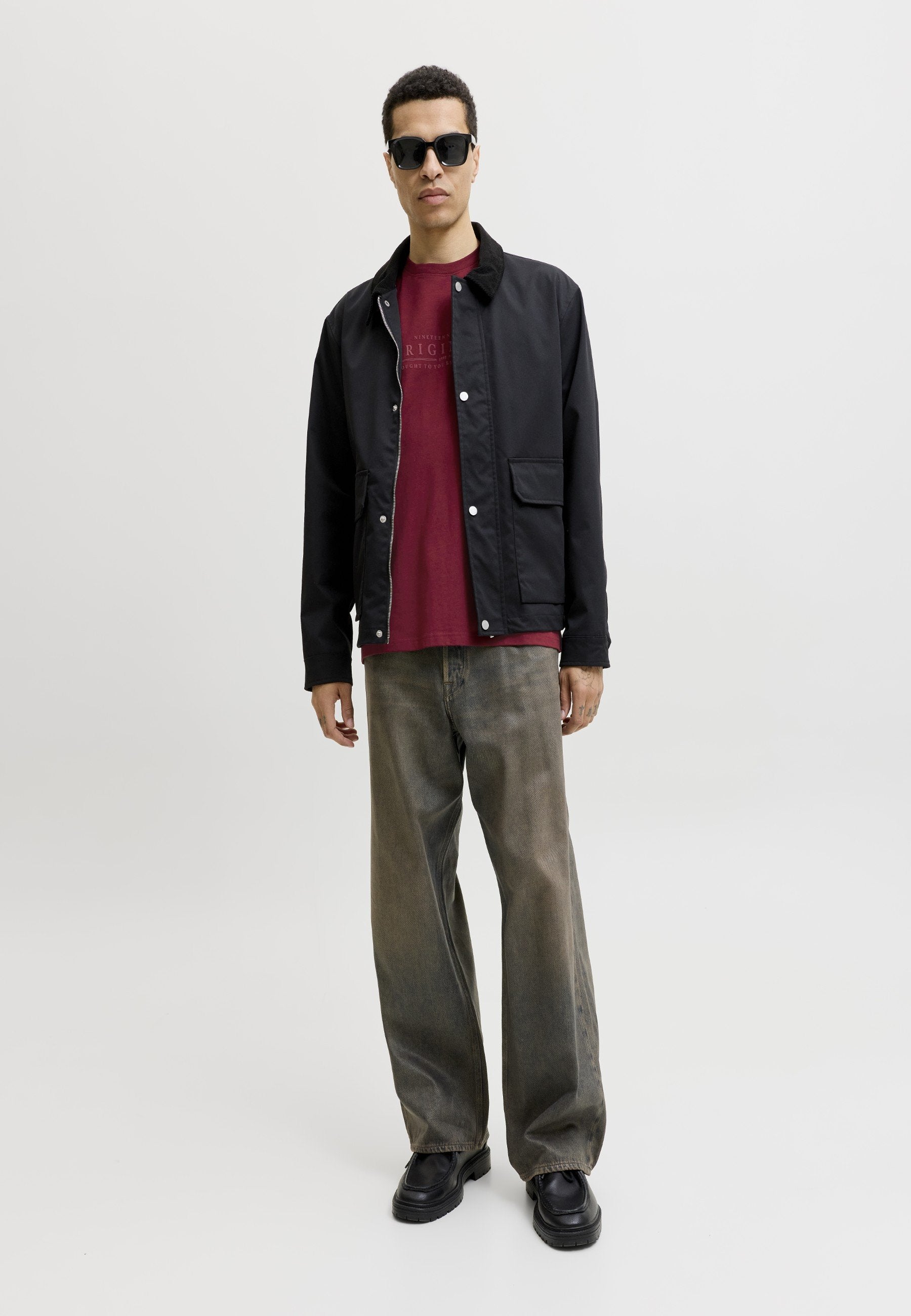 JORCATSKILLS MINIMAL TEE CREW NECK - Basic T-shirt - cabernet