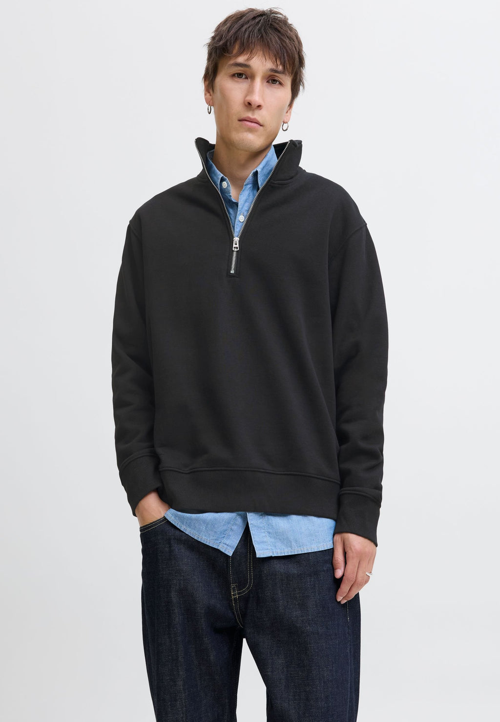 Half zip Plain Half zip - Sweatshirt - black