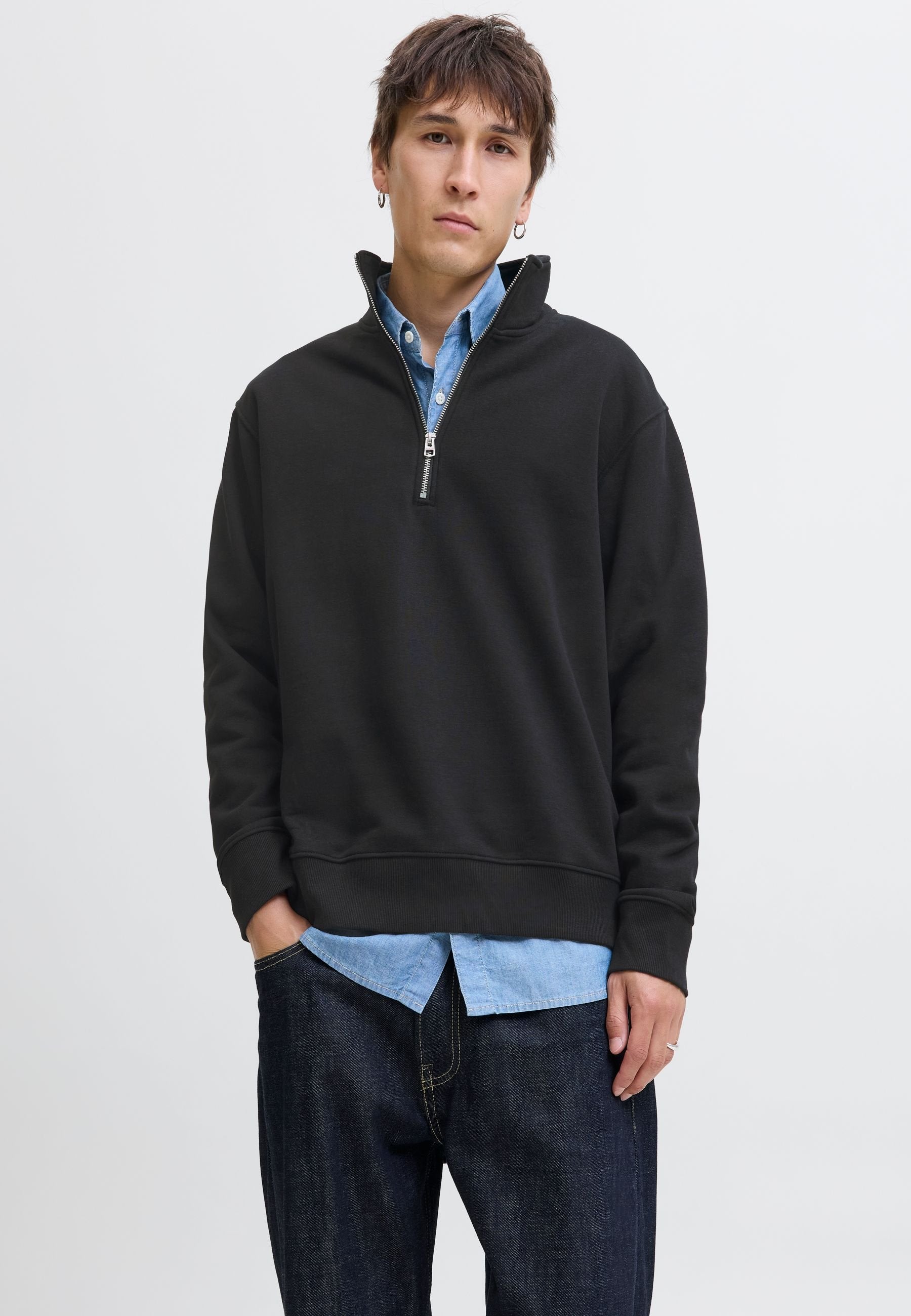 Half zip Plain Half zip - Sweatshirt - black