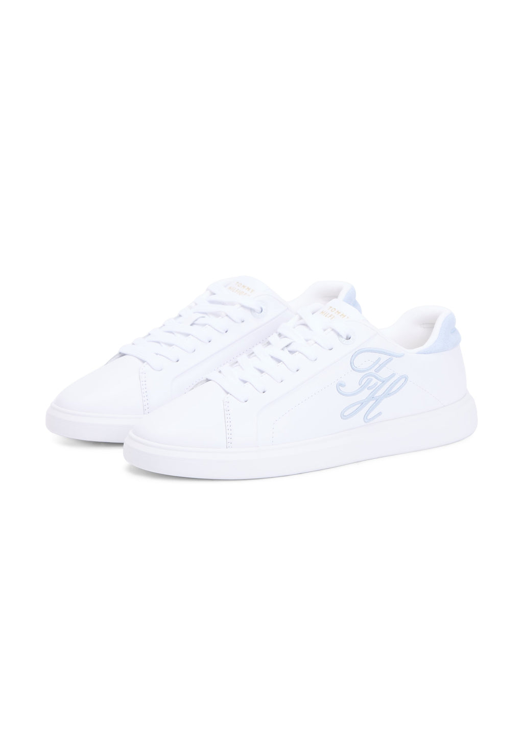 BASKETS HILFIGER ICON LEATHER LOGO EMBROIDERY COURT - Baskets - white/breezy blue