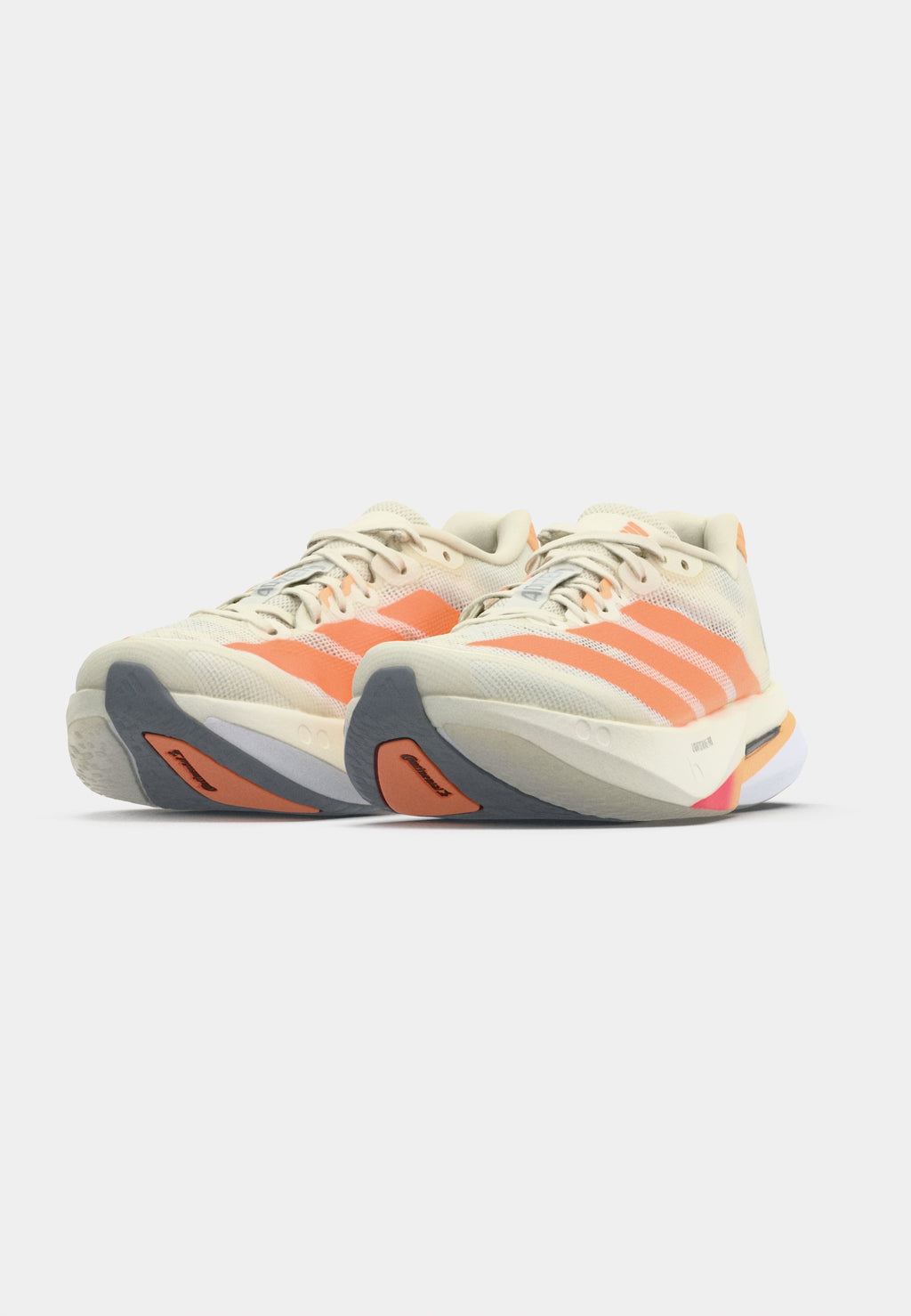 ADIZERO BOSTON - Road running shoes - off white/beam orange/acid orange