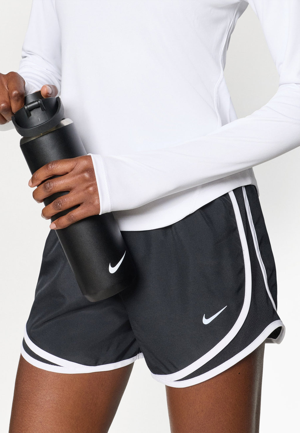 TEMPO SHORT - Sports shorts - black/white/reflective silver-coloured