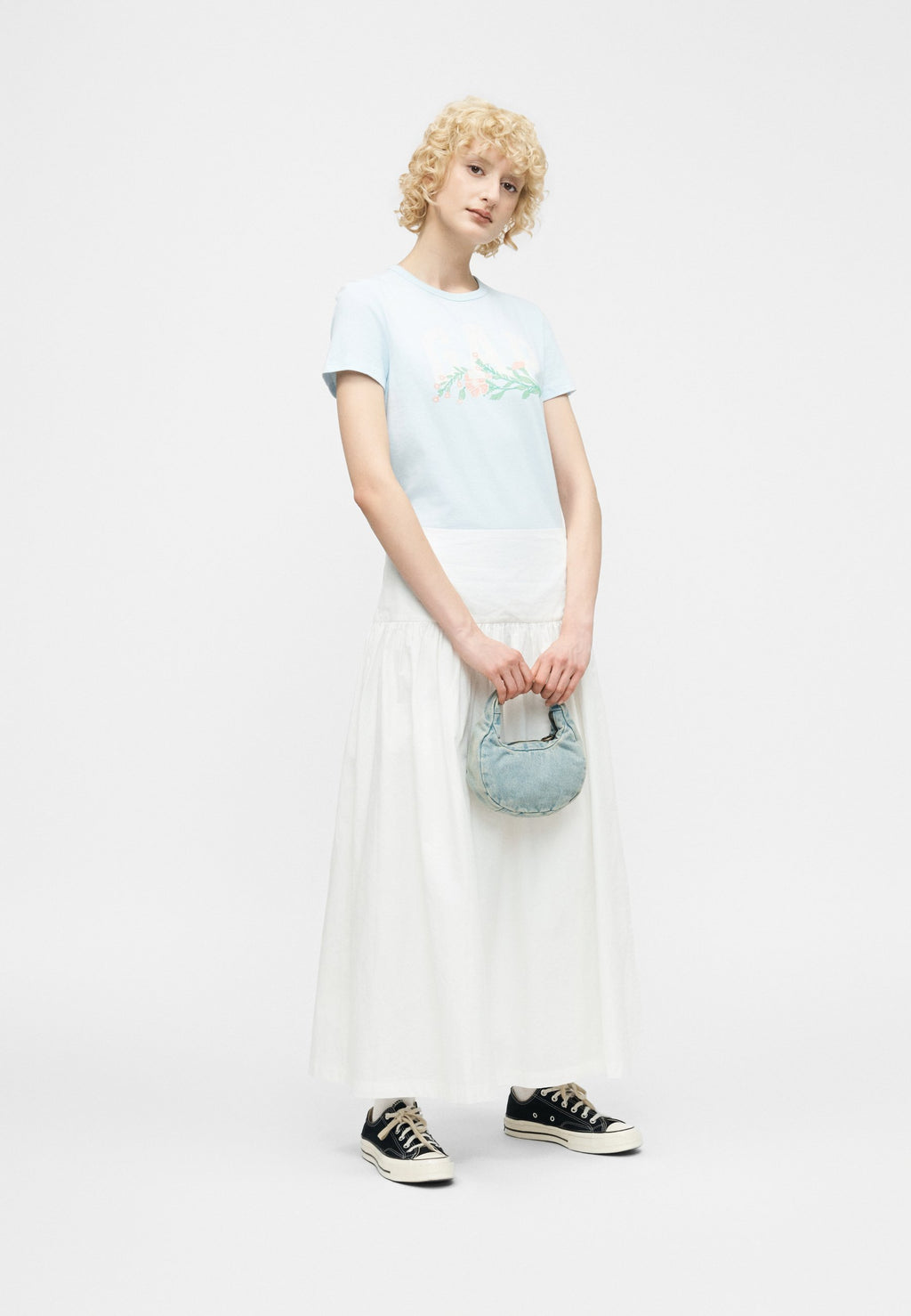 DROPWAIST - Maxi skirt - optic white