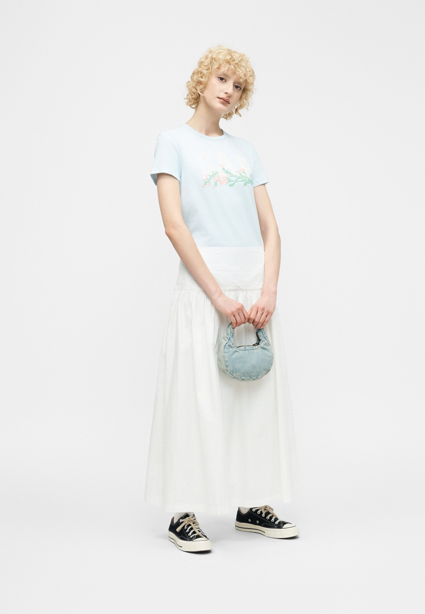 DROPWAIST - Maxi skirt - optic white