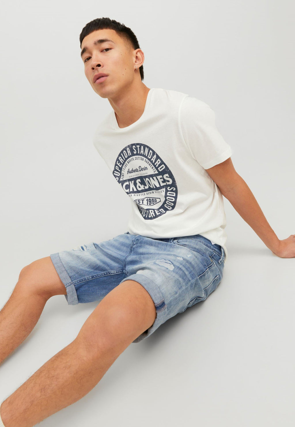 JJEJEANS LOGO TEE - Print T-shirt - cloud dancer