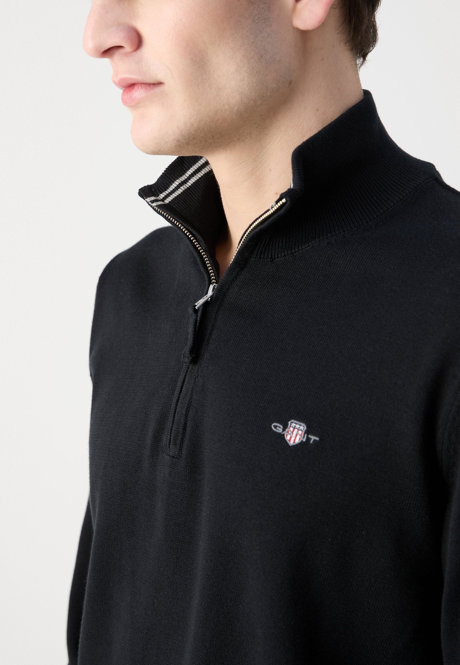 CLASSIC COTTON HALF ZIP - Jumper - black