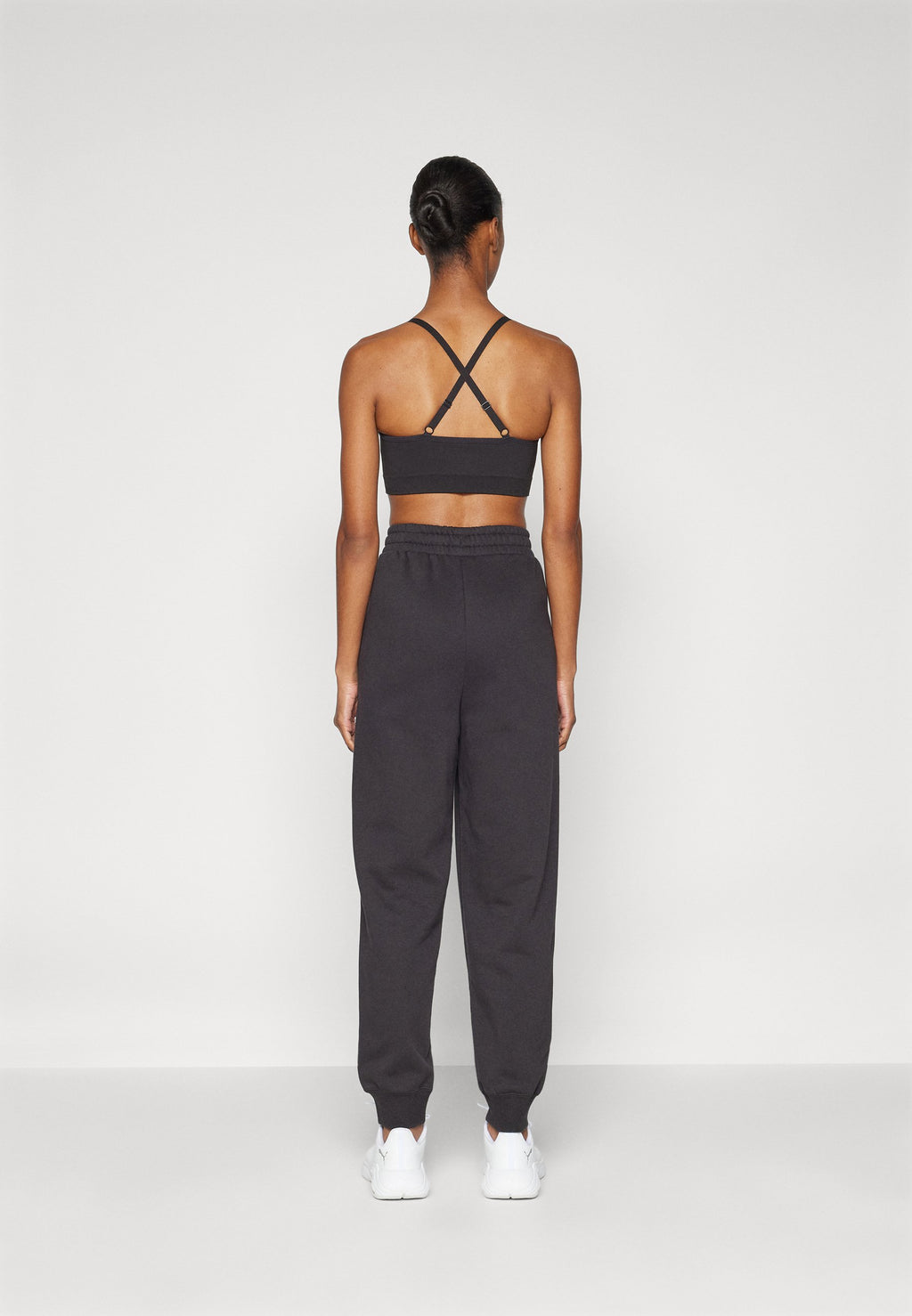 SMALL LOGO COMFORT HIGH-WAIST SWEATPANTS  - Tracksuit bottoms - black