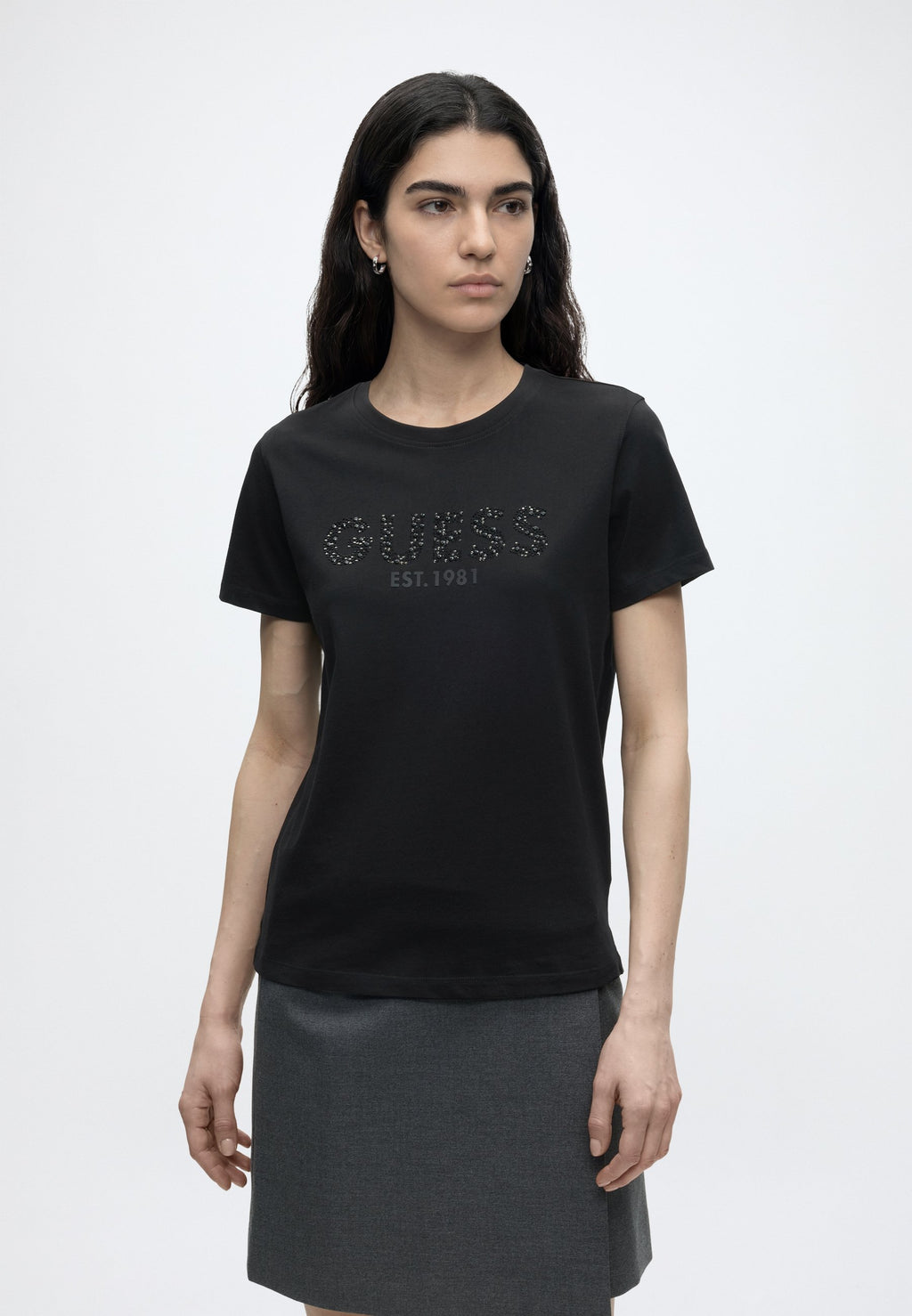 STUDS SCRIPT TEE - Print T-shirt - jet black