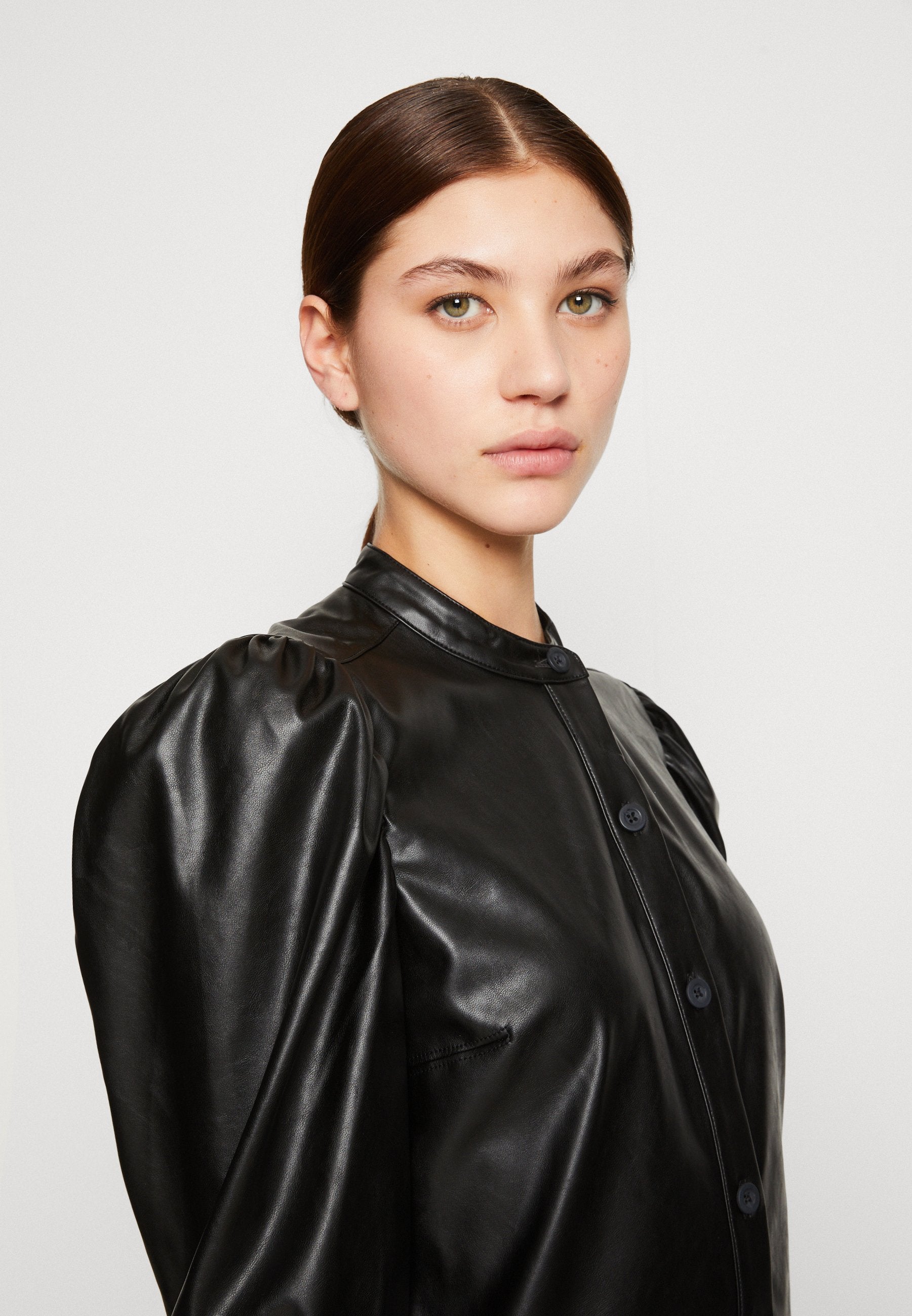 PUFF SHIRTDRESS - Shirt dress - black