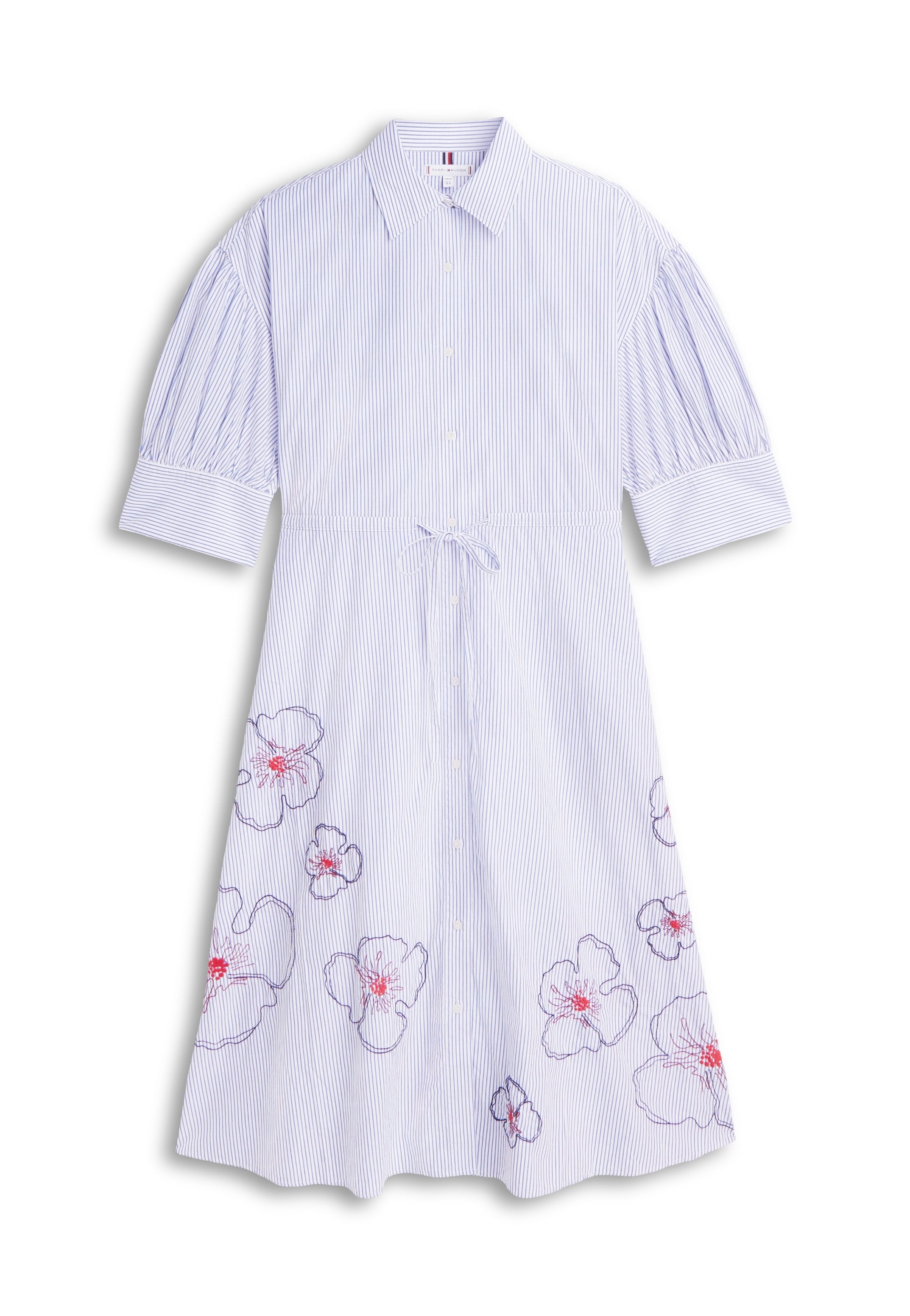 EMBROIDERY POPLIN MIDI SHIRT DRESS - Shirt dress - misty lazuli blue