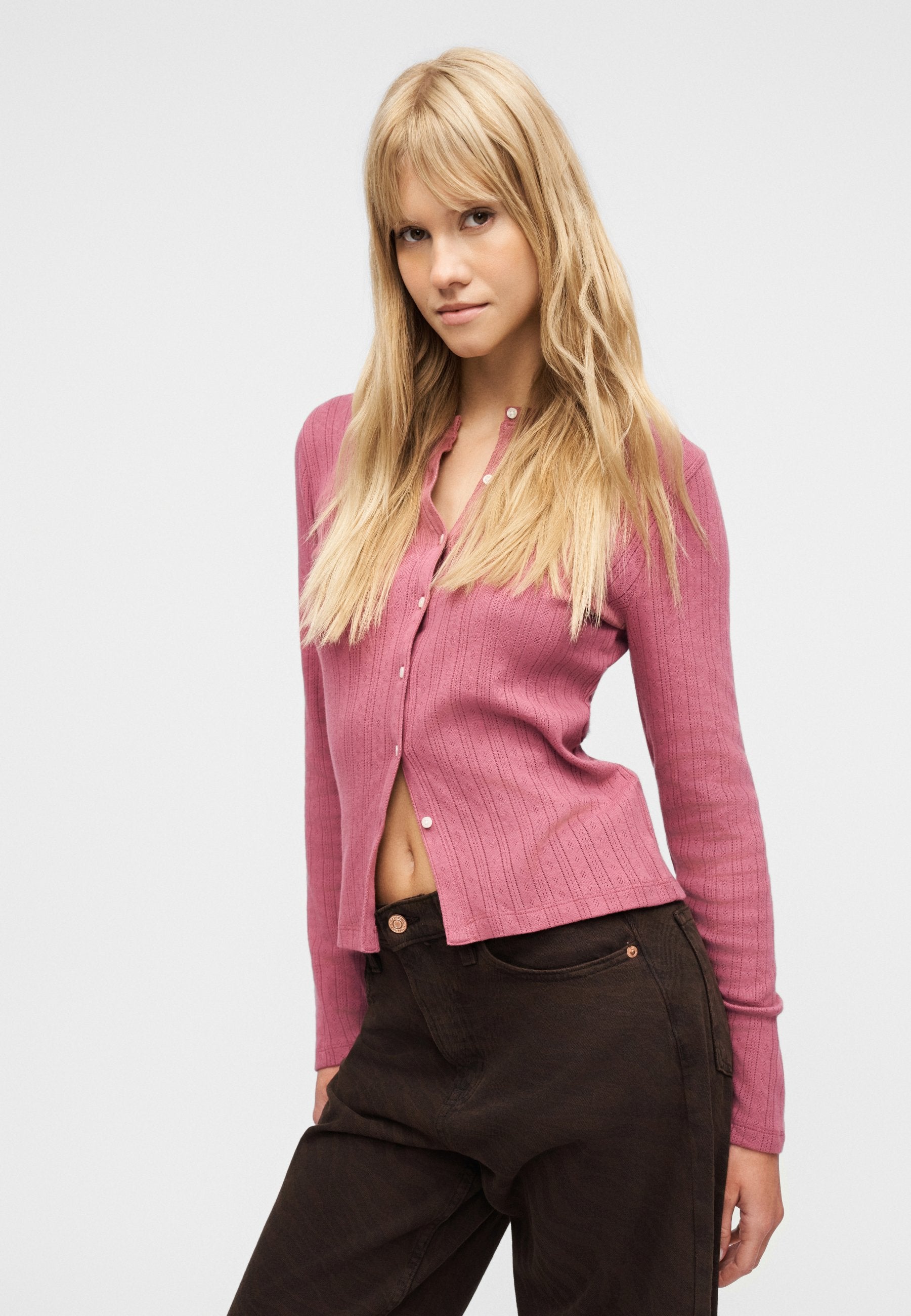 Cardigan - painted rose