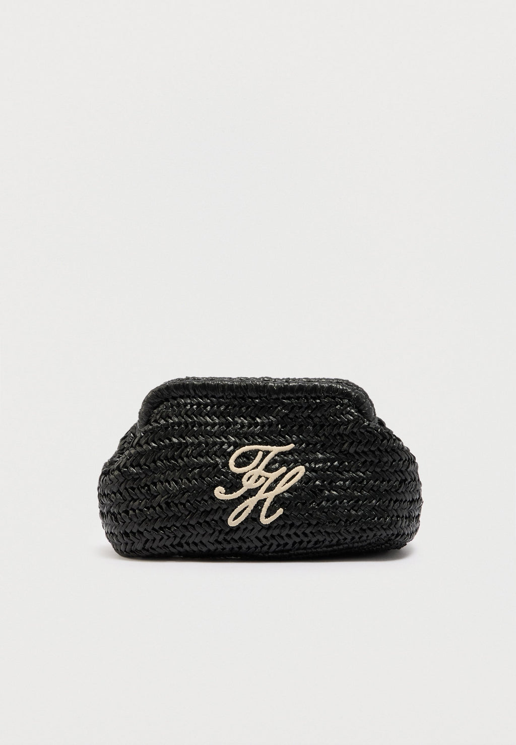 RAFFIA TEXTURED LOGO CLUTCH - Clutch - black